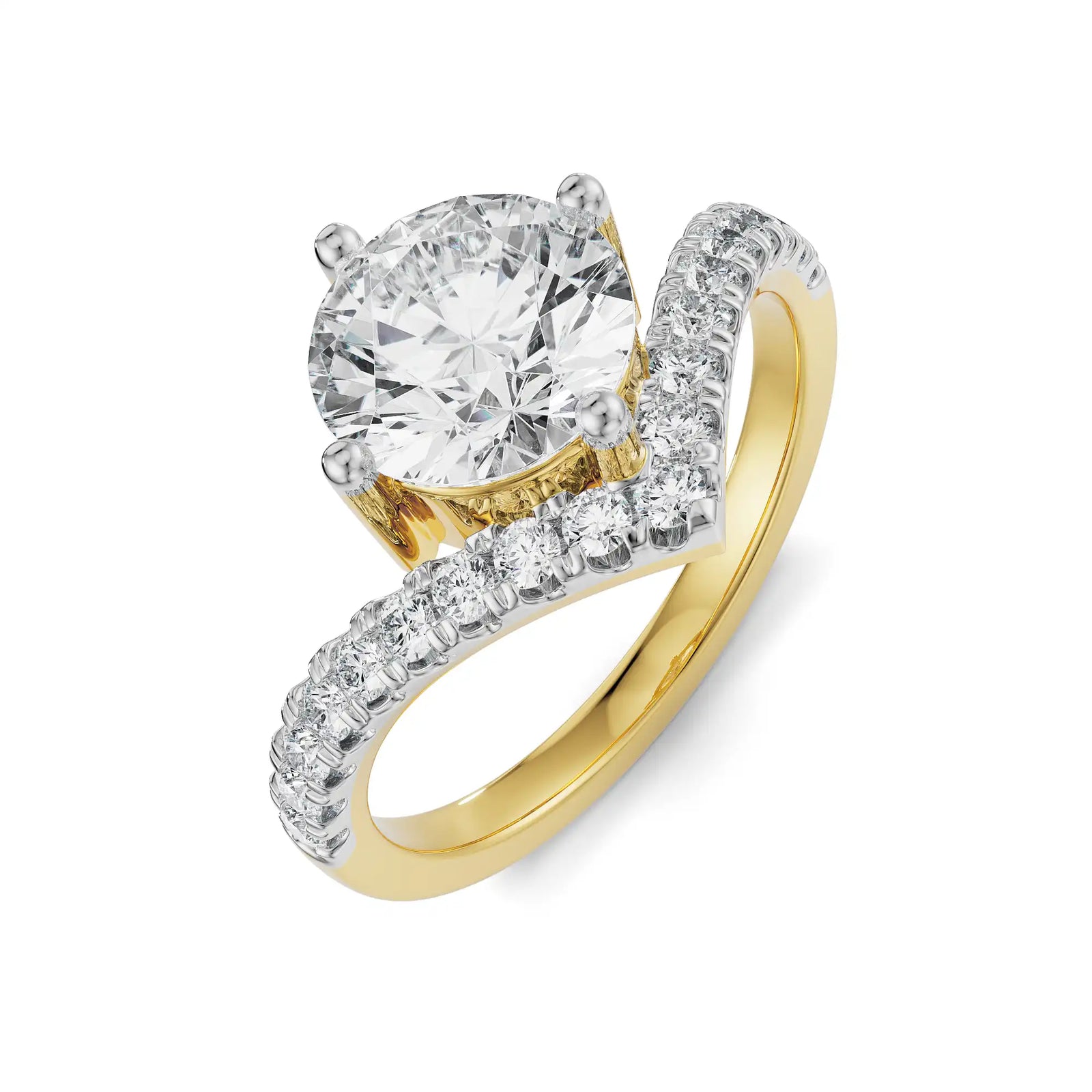 Round V Diamond Ring Top View