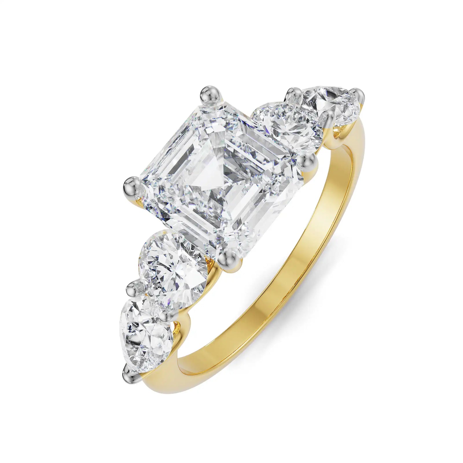 Multi Diamond Asscher Ring Top View