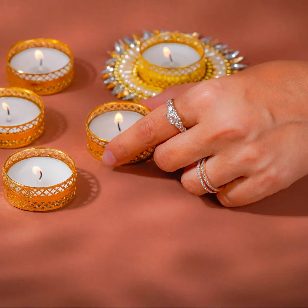 Multi Diamond Asscher Ring Prospective View