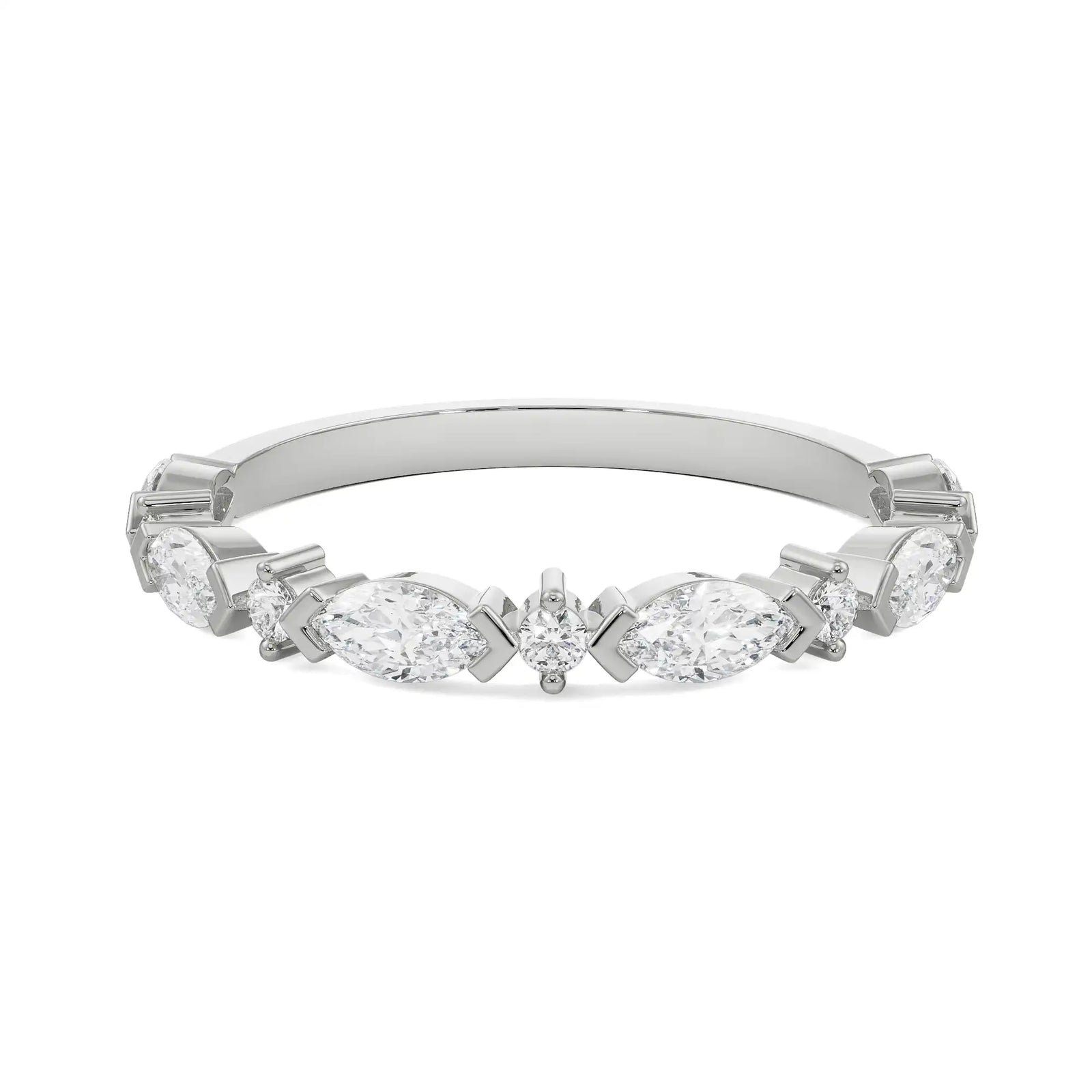 Majestic Marquise Diamond Band Front View in 9KT