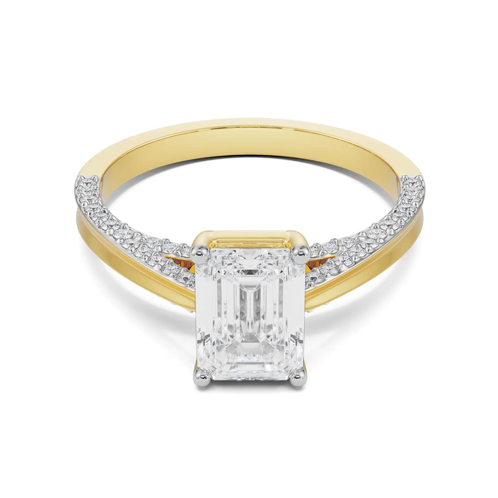 Valeria Emerald Diamond Ring Front View in 9KT