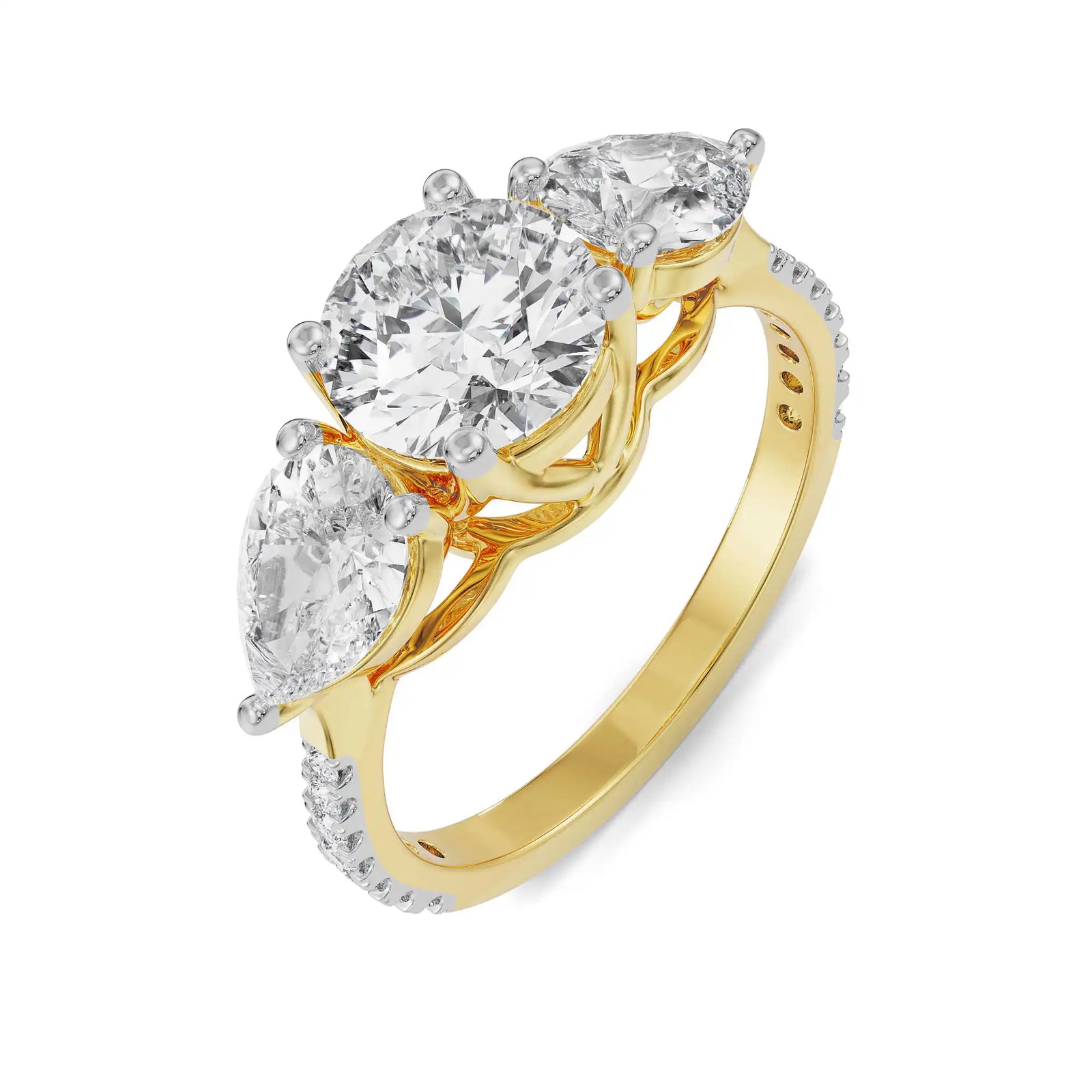 Ruth Tri Stone Diamond Ring Top View