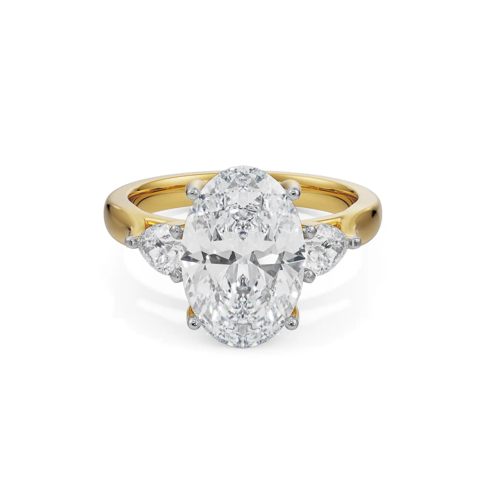 Tri Solitaire Diamond Ring Front View