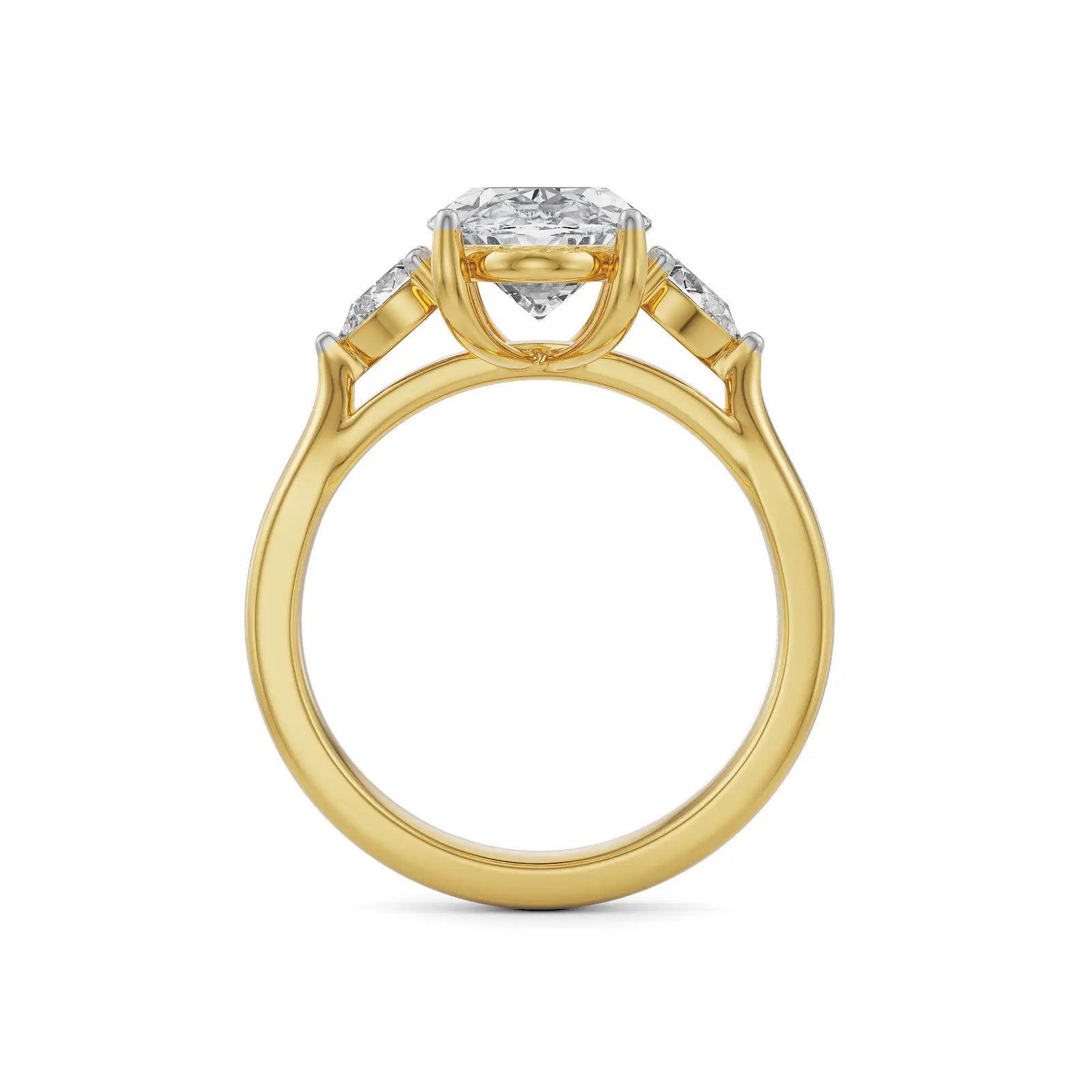 Tri Solitaire Diamond Ring Back view