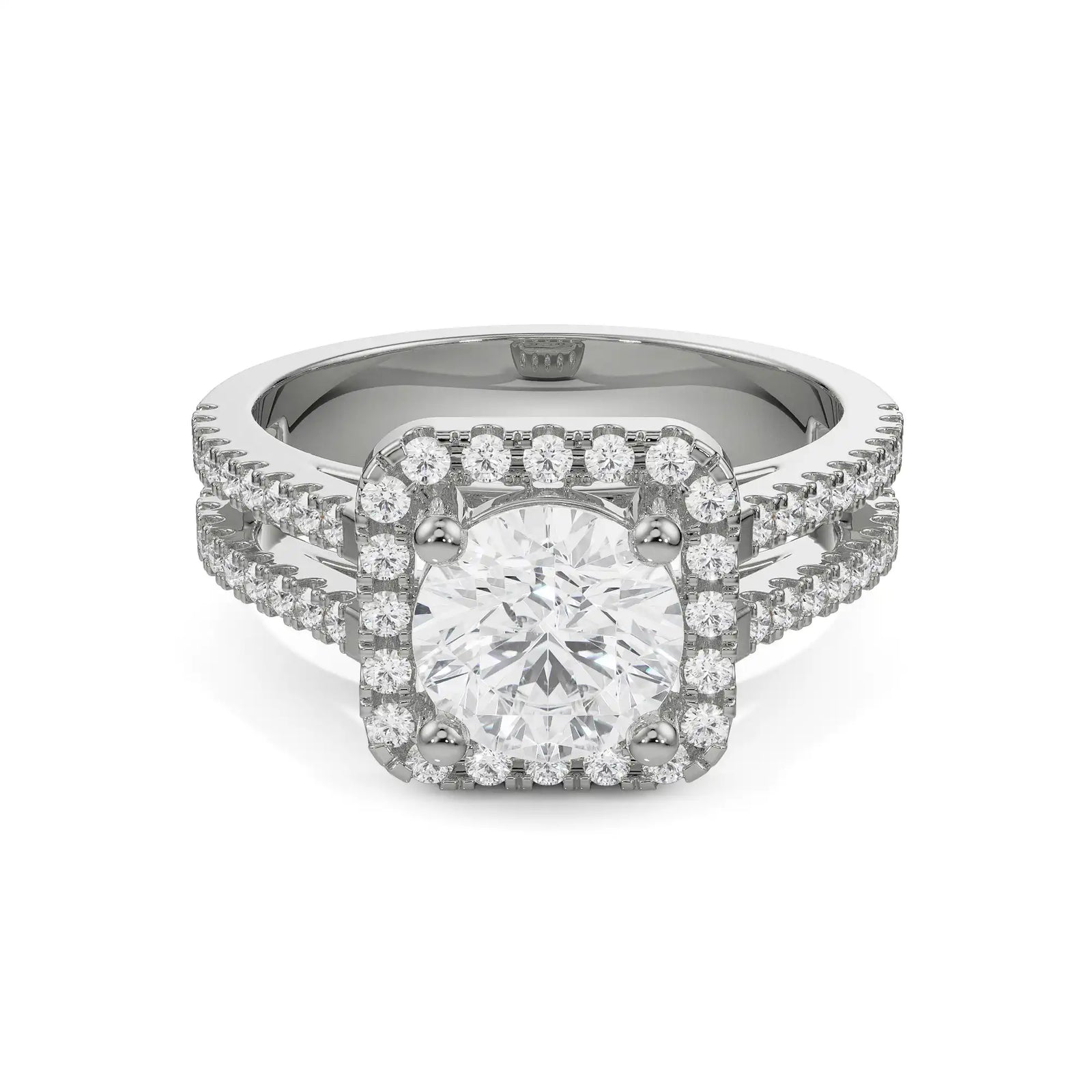 Emma Halo Round Diamond Ring Front View in 9KT