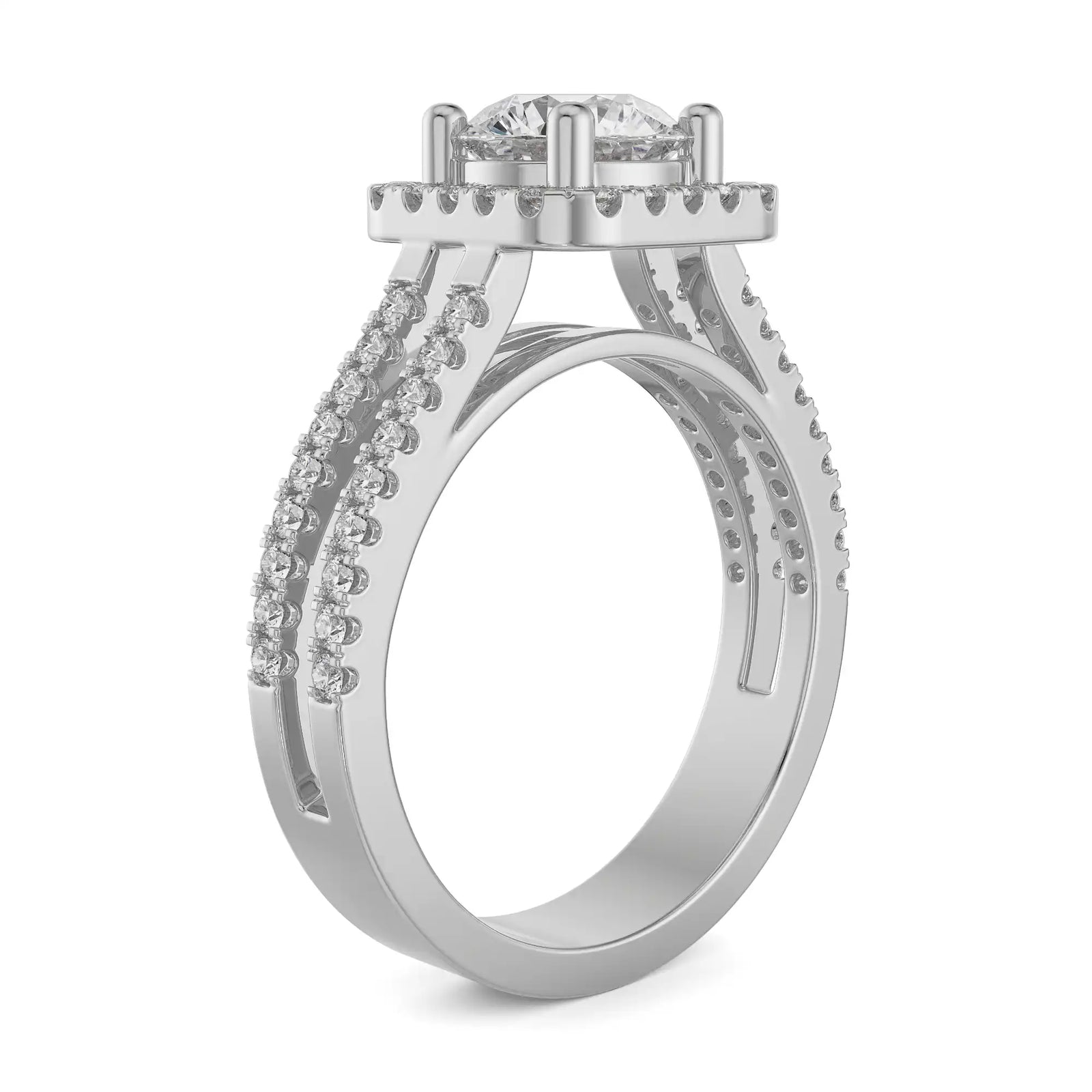 Emma Halo Round Diamond Ring Side View