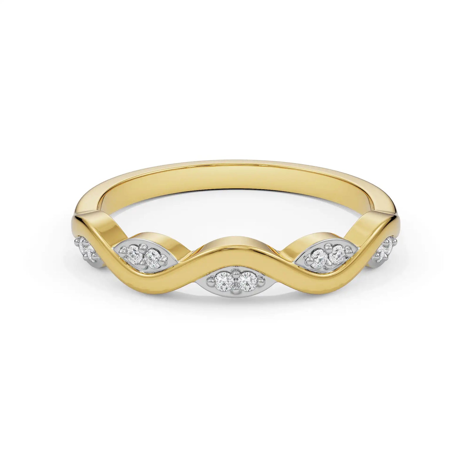 Wavy Krissy Diamond Band Front View in 9KT