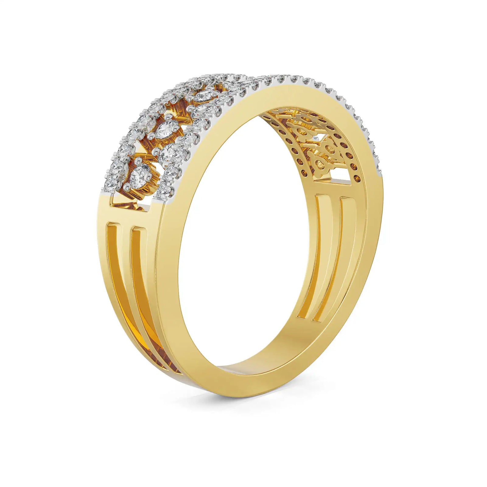 Clustered Broad Diamond Band Side View