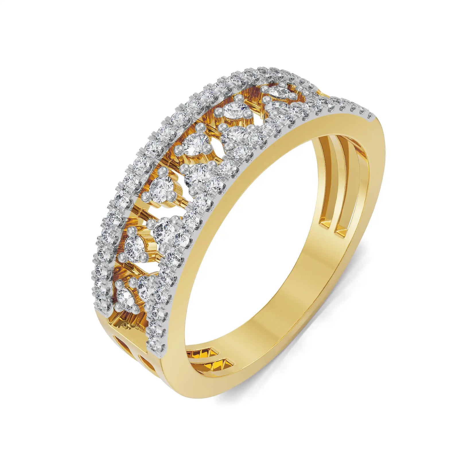 Clustered Broad Diamond Band Top View