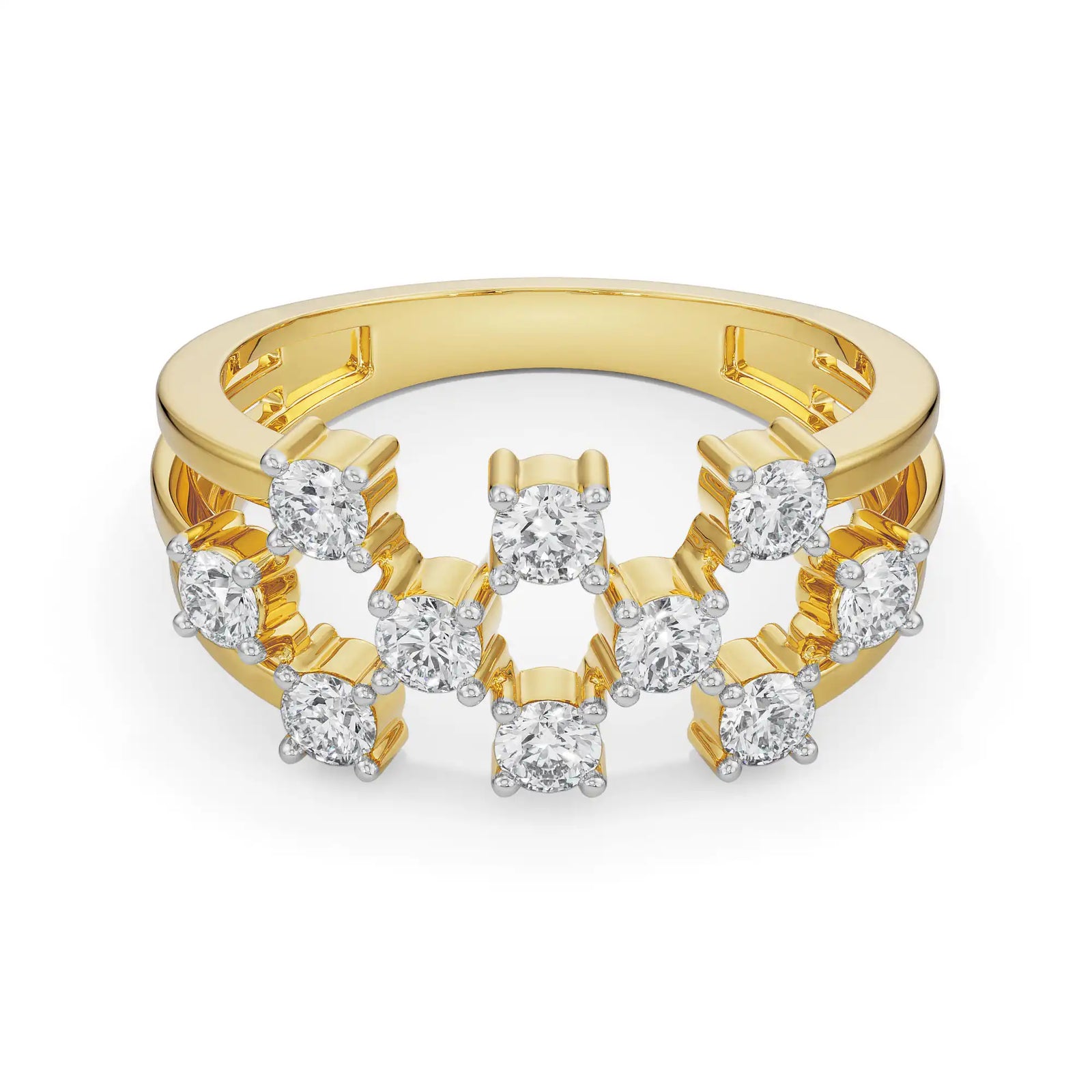 Scattered Diamond Band Front View in 9KT
