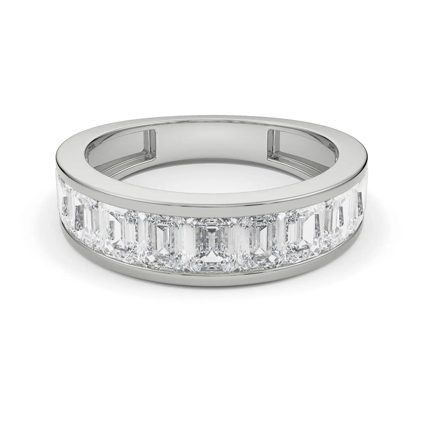 Emerald Eternity Diamond Band Front View in 9KT