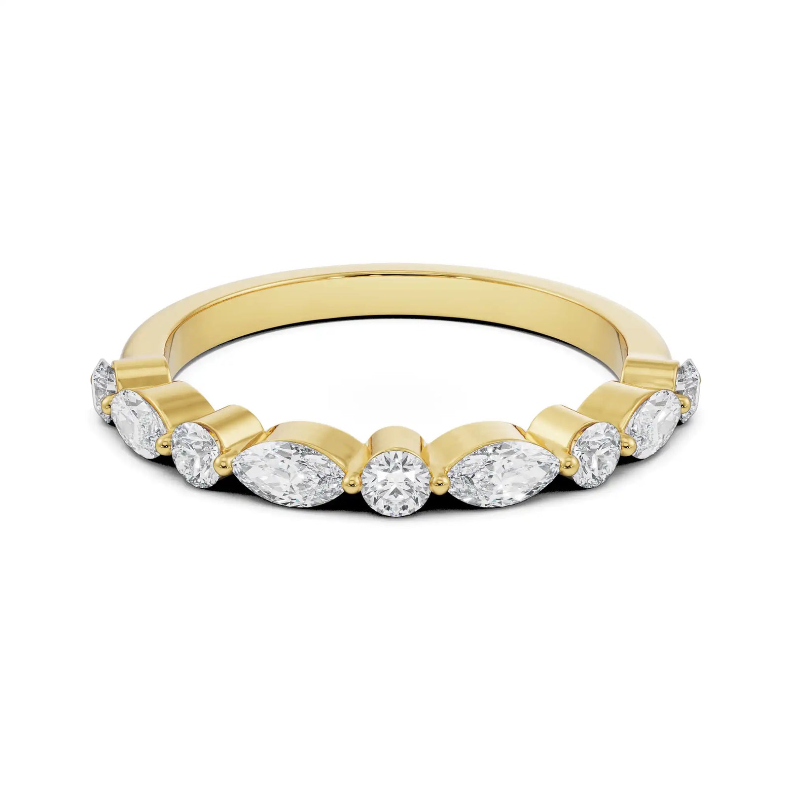 Round and Marquise Diamond Band Front View