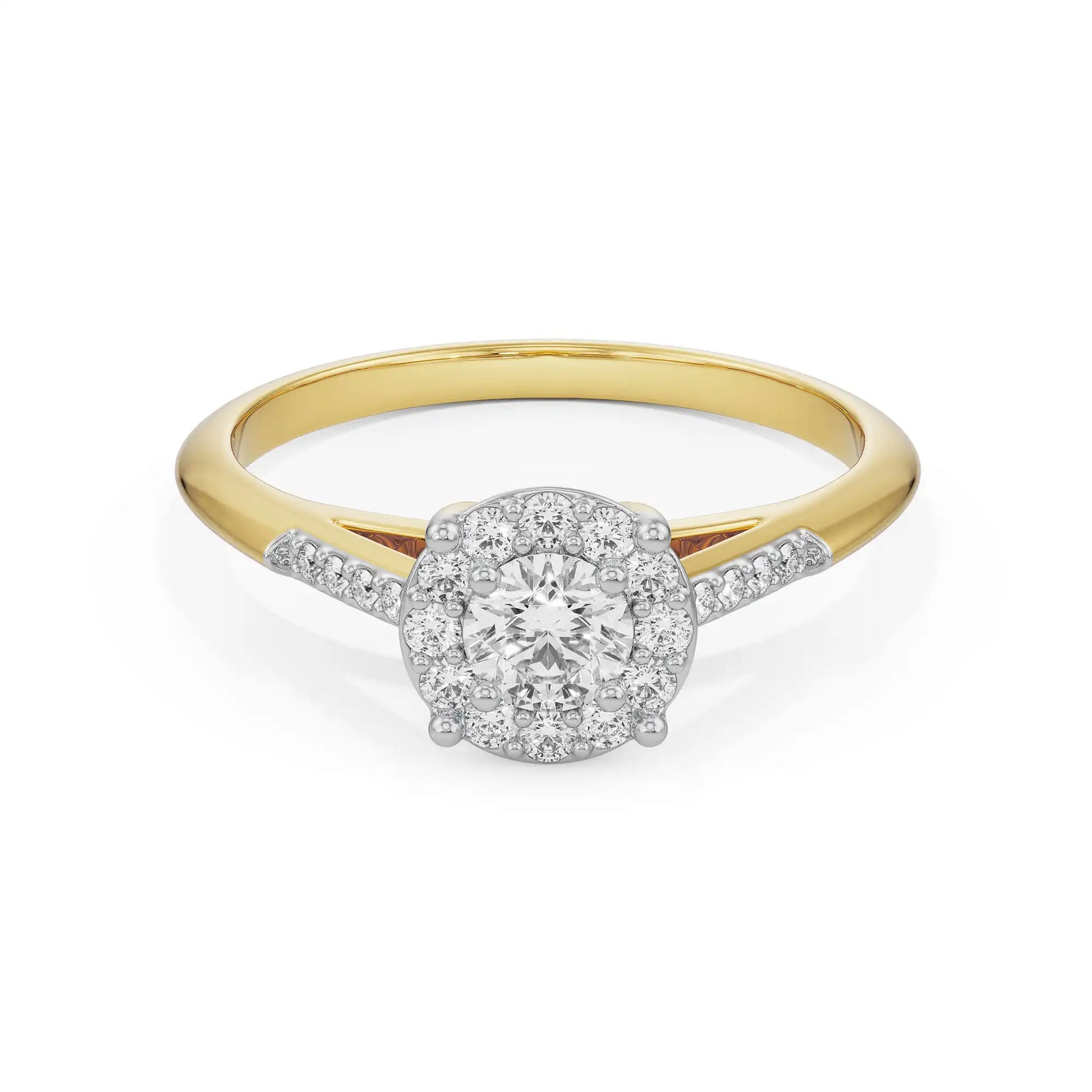 Shimmery Cluster Diamond Band Front View in 9KT