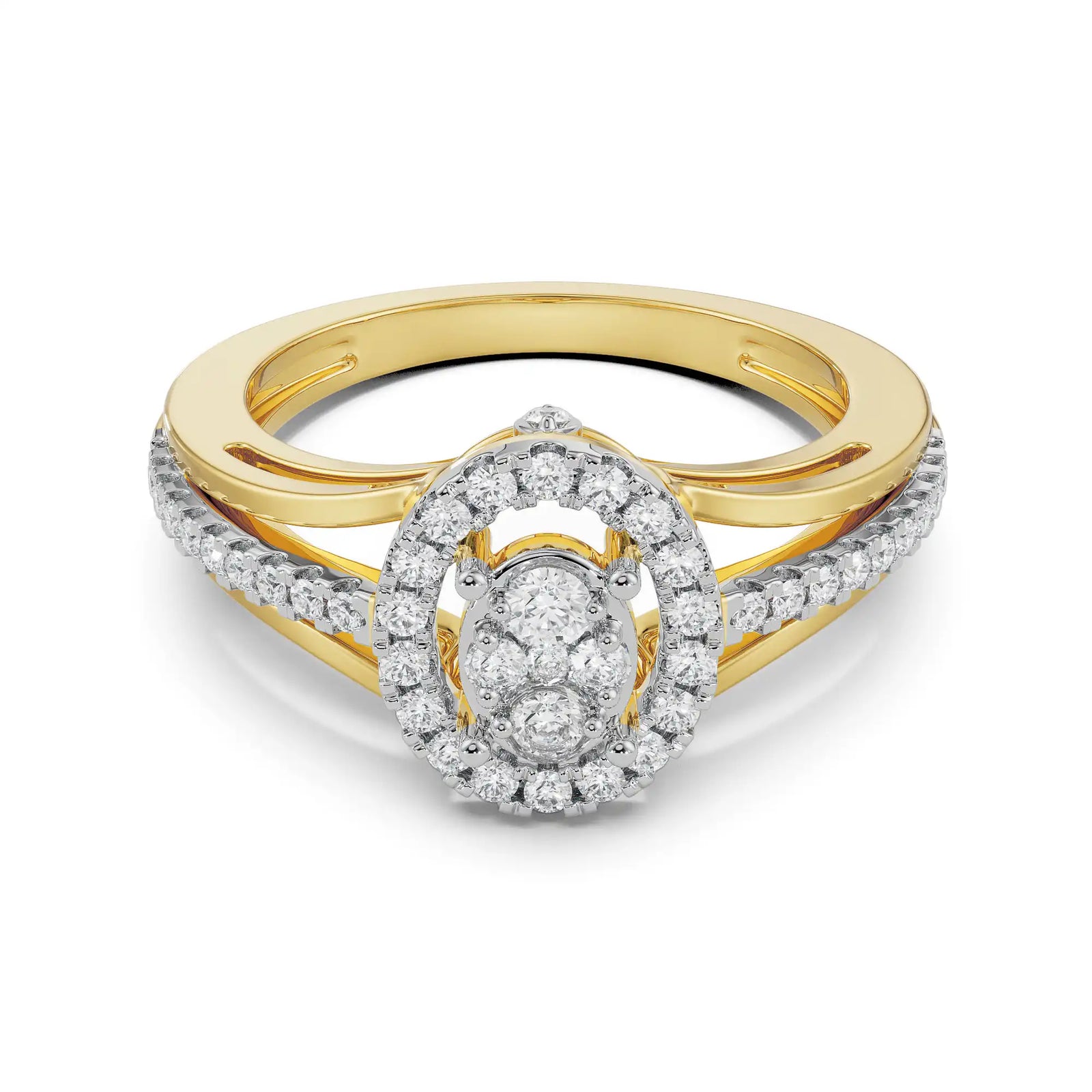 Alina Cluster Glimmery Ring Front View in 9KT