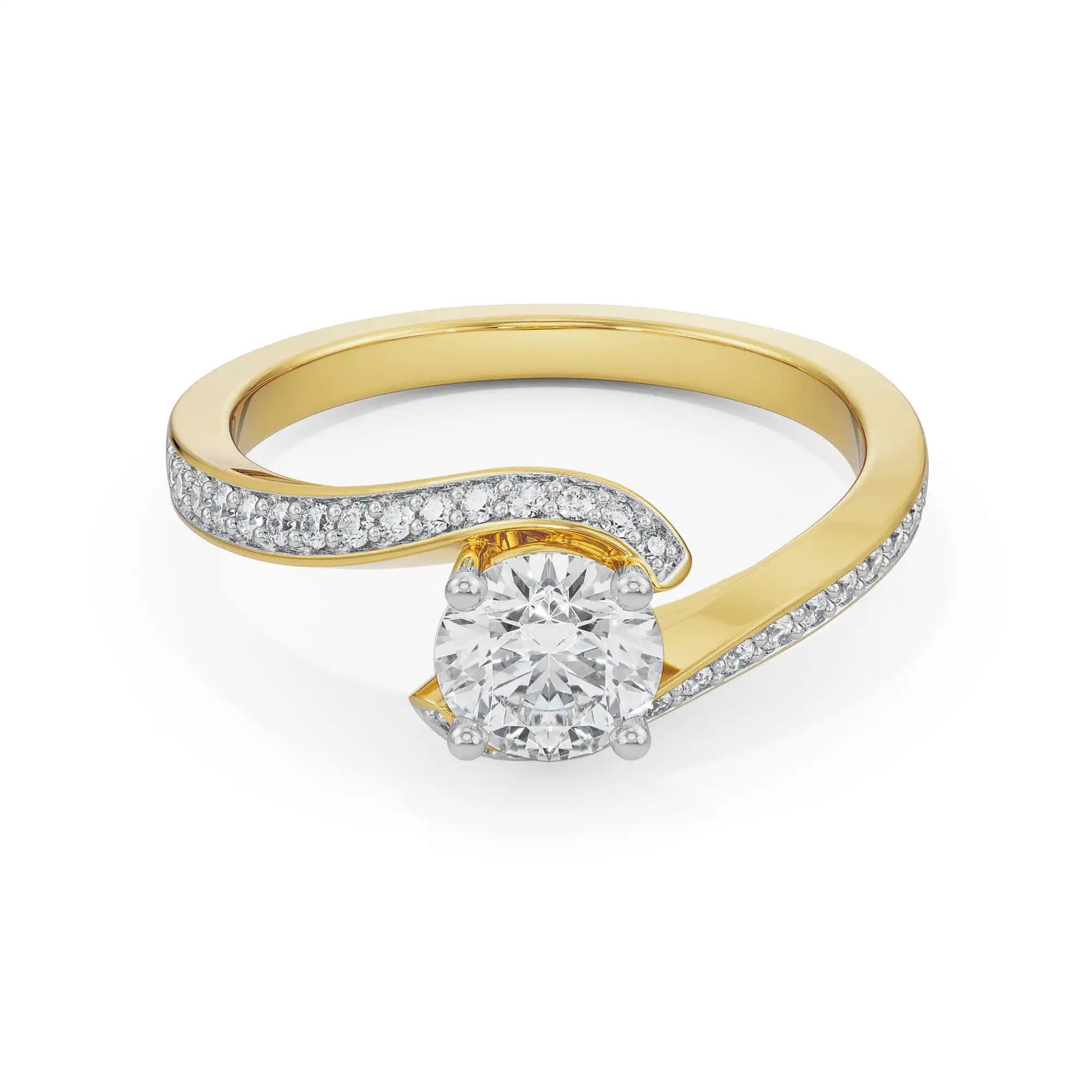 Esther Solitaire Twisted Ring Front View in 9KT