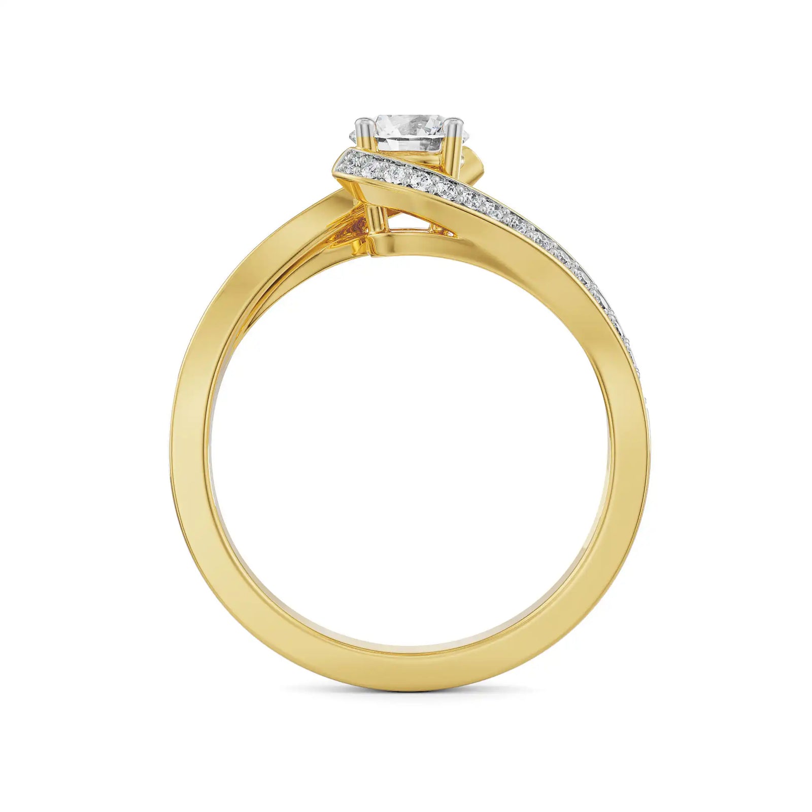 Esther Solitaire Twisted Ring Side View