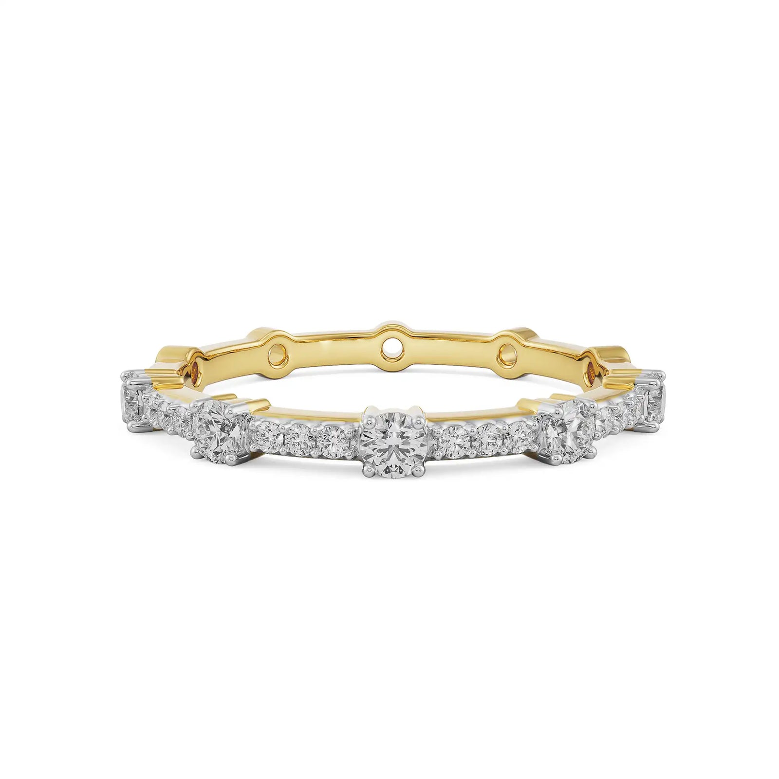 Smoky Sparkling Diamond Band Front View in 9KT