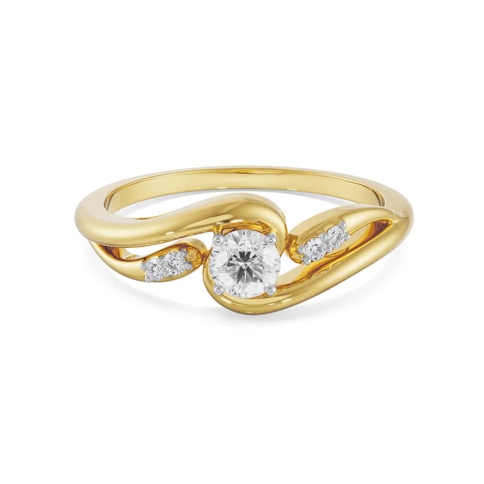 Twisted Ahana Solitaire Ring Front View