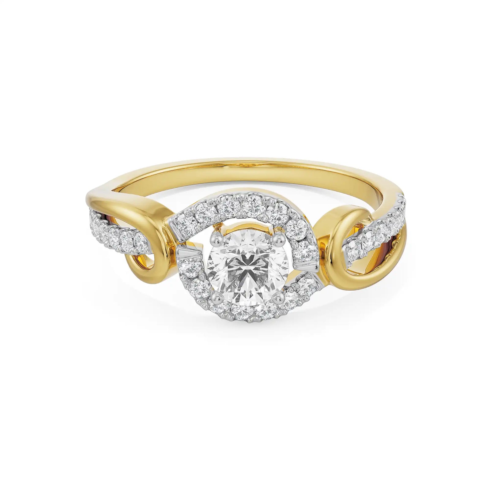 Curved Band Solitaire Ring Front View