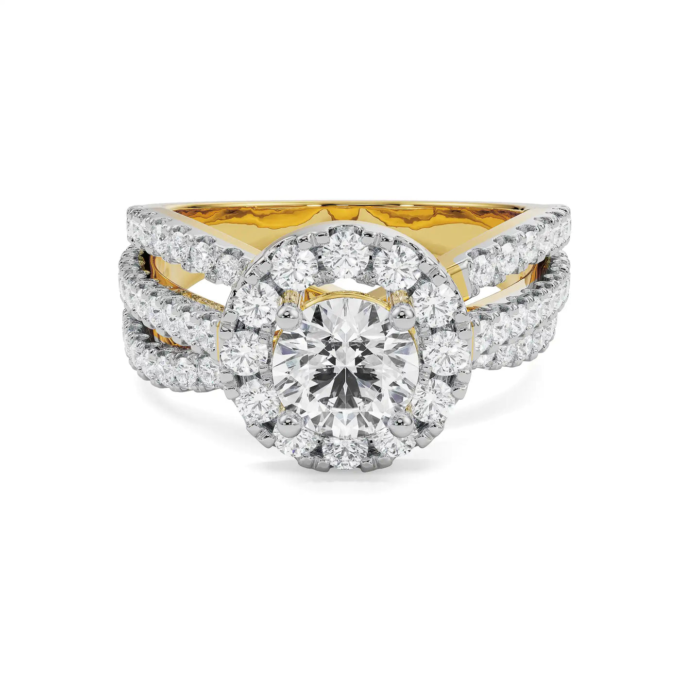 Crossover Round Lab Diamond Engagement Ring 9KT