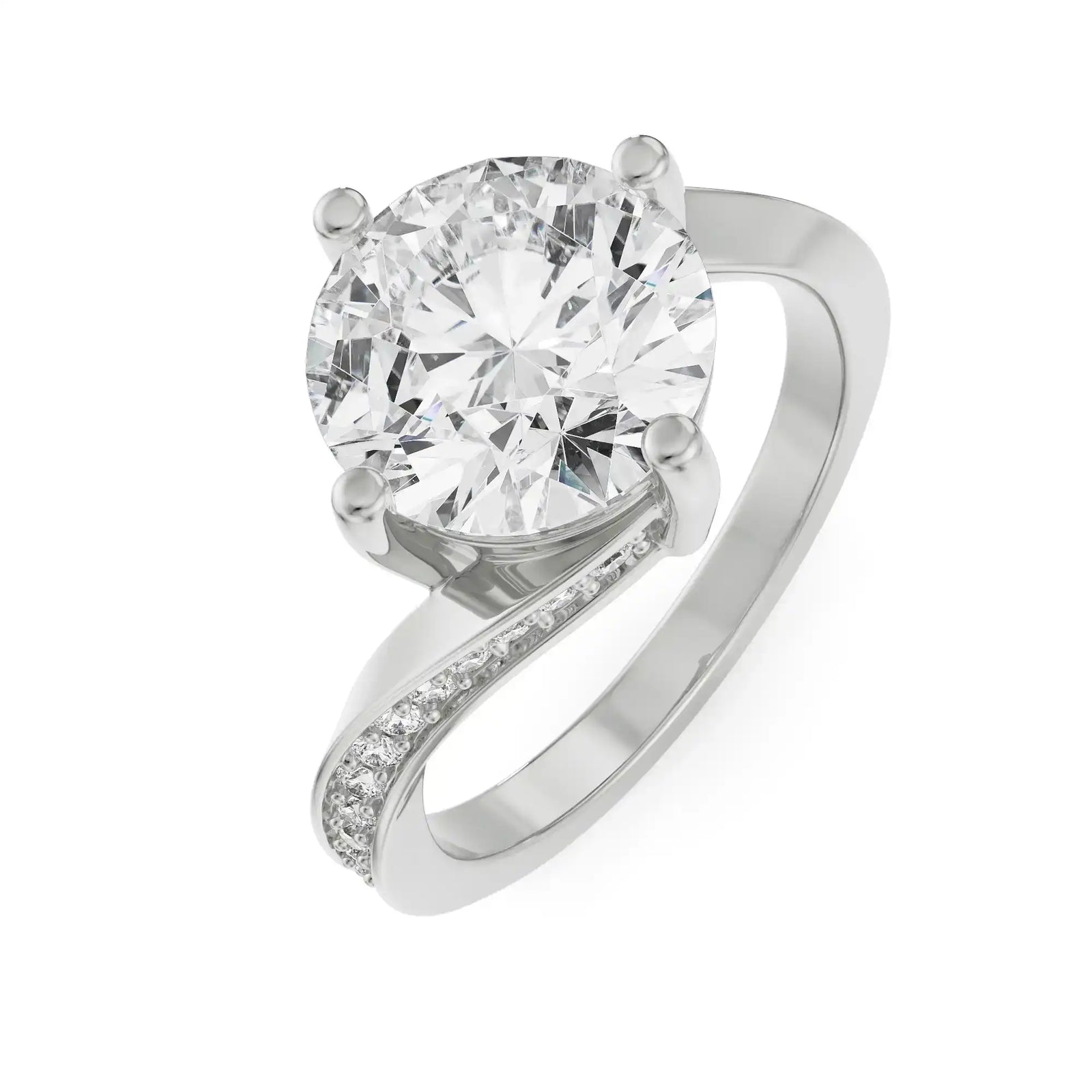 2 CT Twirl Solitaire Diamond Ring Top View