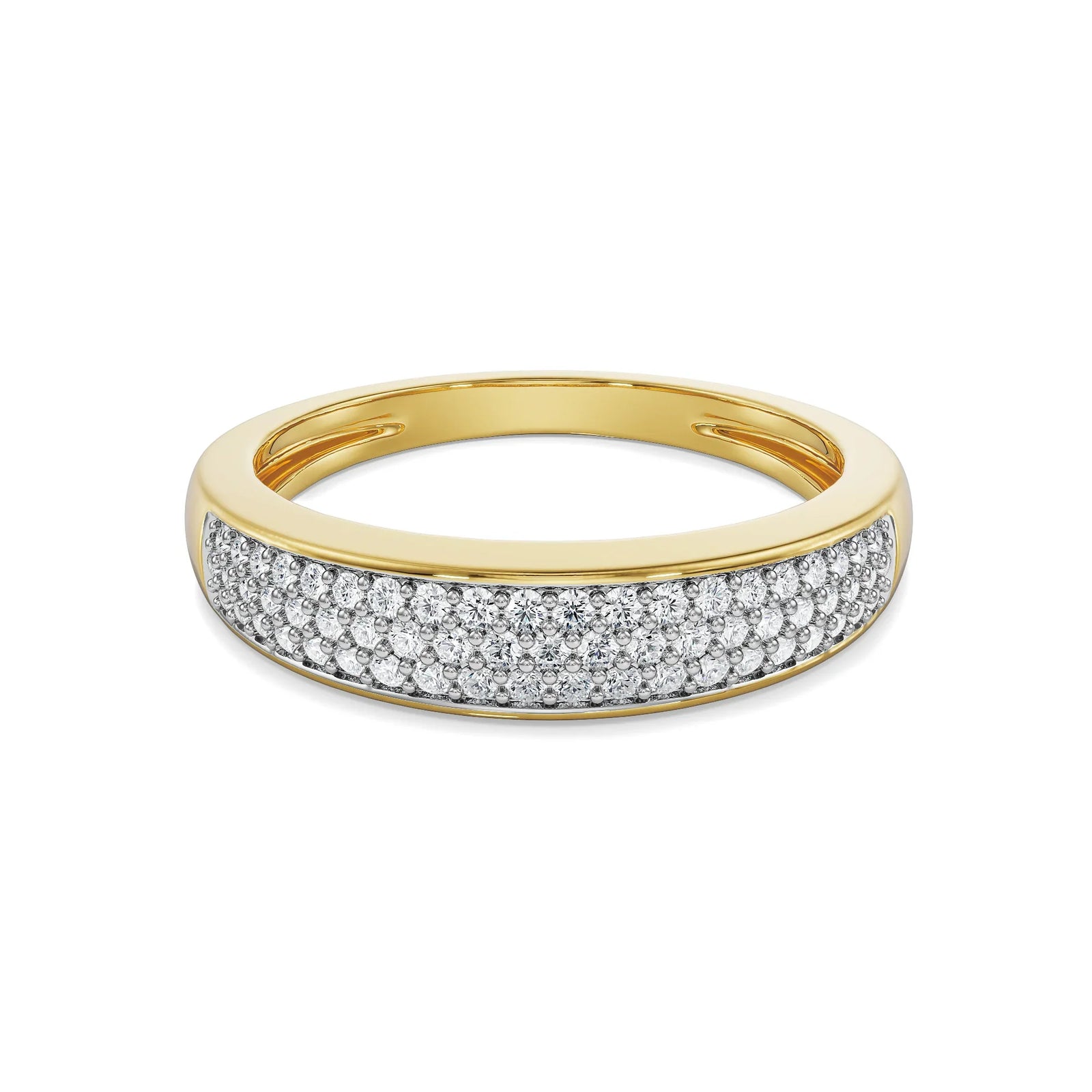 Clustered Pave Diamond Band Front View in 9KT