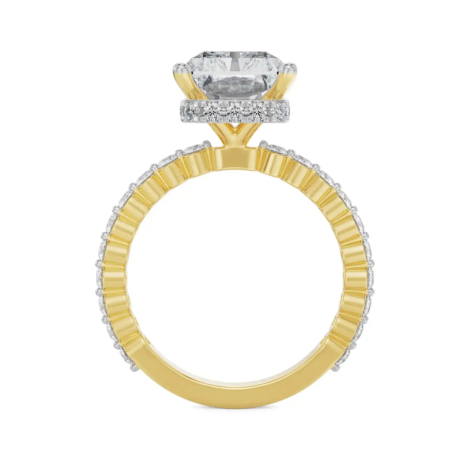 3.5 CT Radiant Cut Diamond Ring Side View
