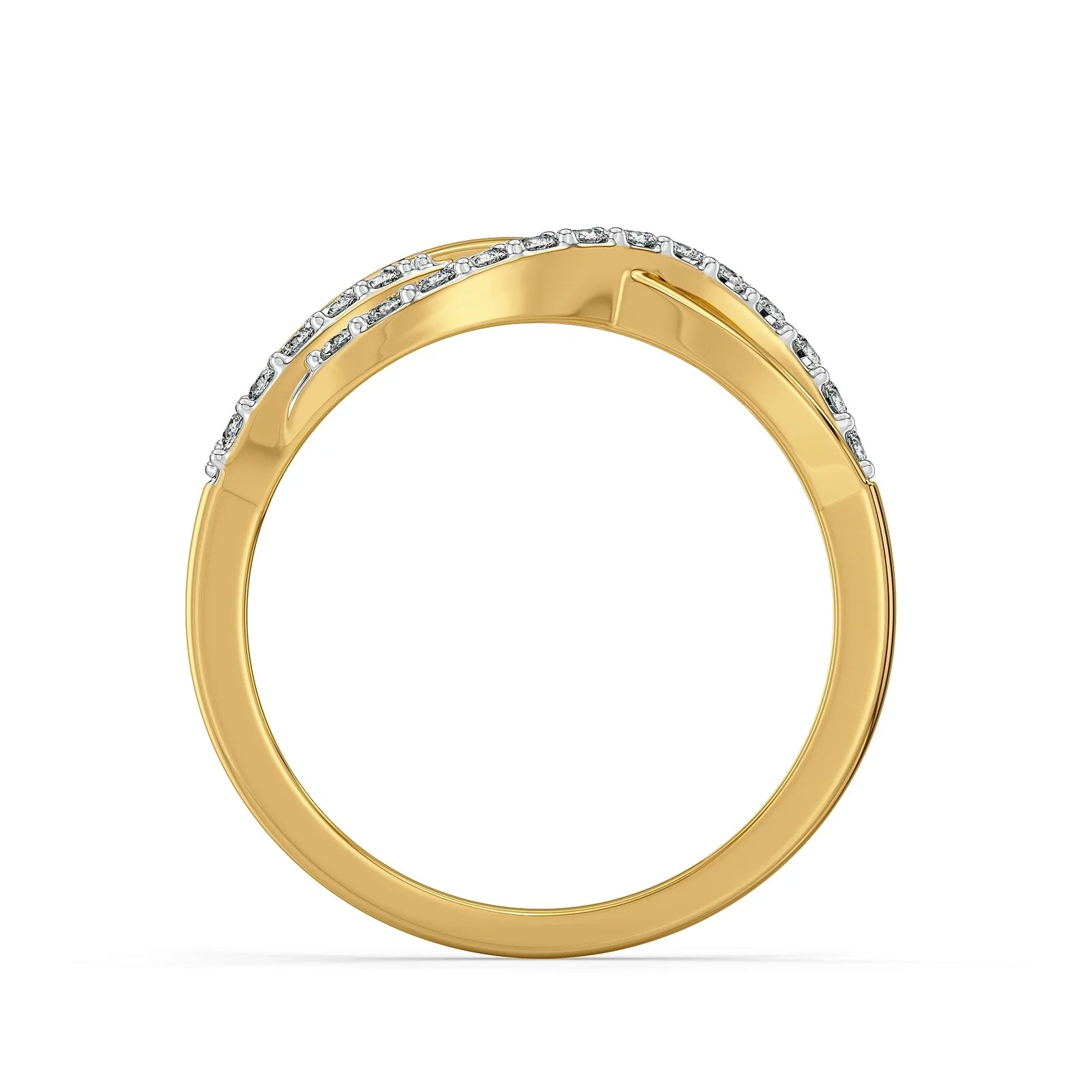 Wavy Clustered Lab Grown Diamond Ring - back view in 9KT