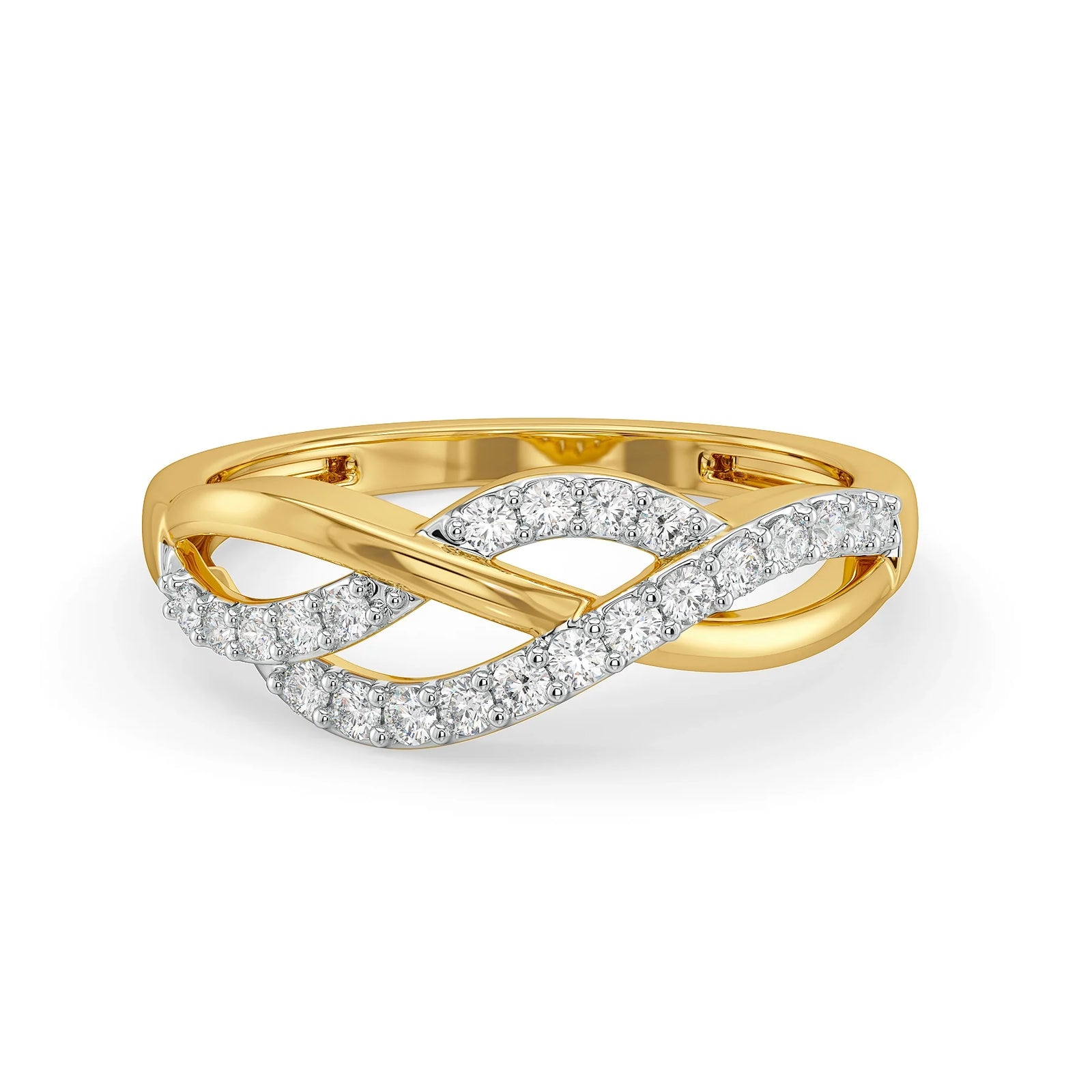 Wavy Clustered Lab Grown Diamond Ring - front view