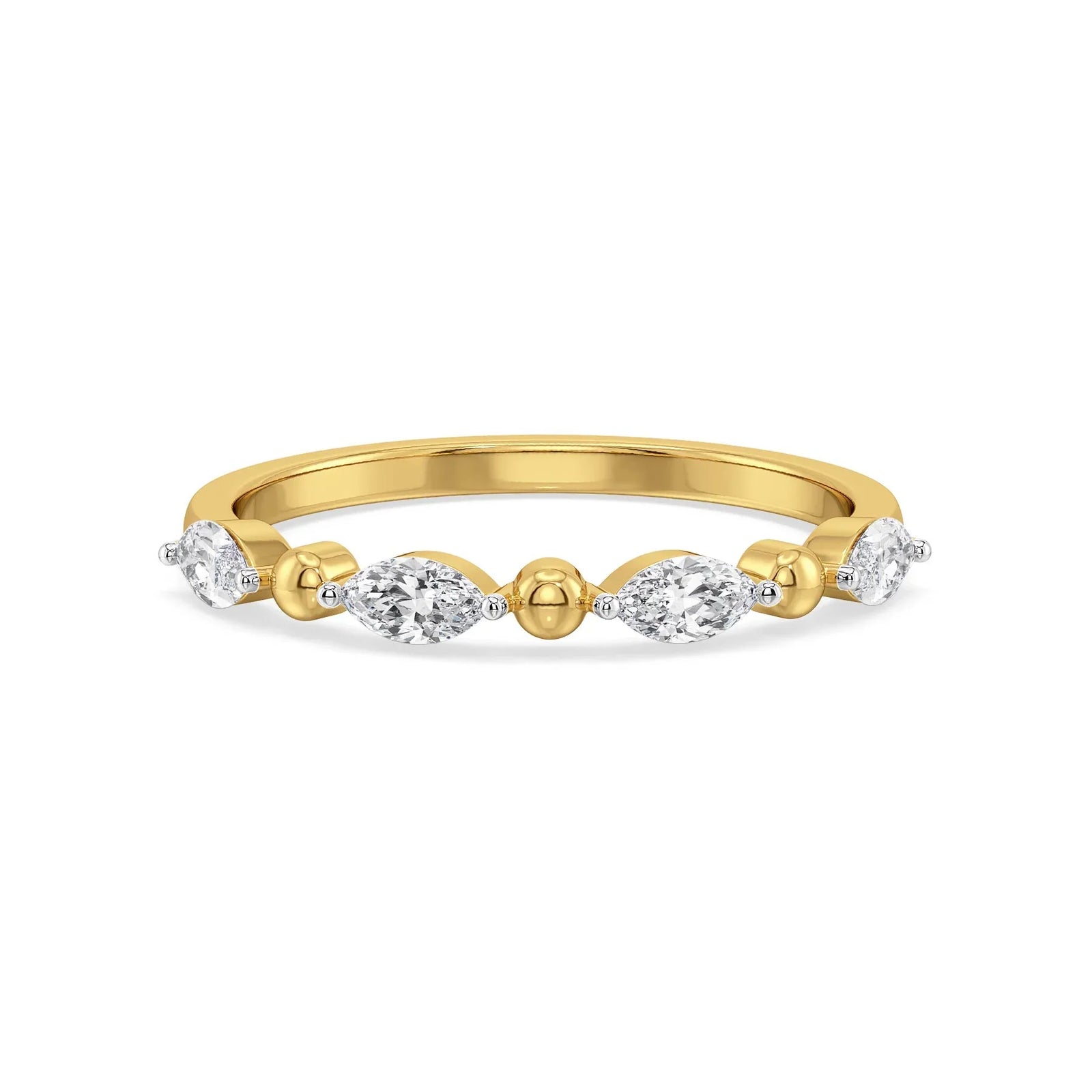 Marquise Airy Lab Grown Diamond Band - front view in 9KT