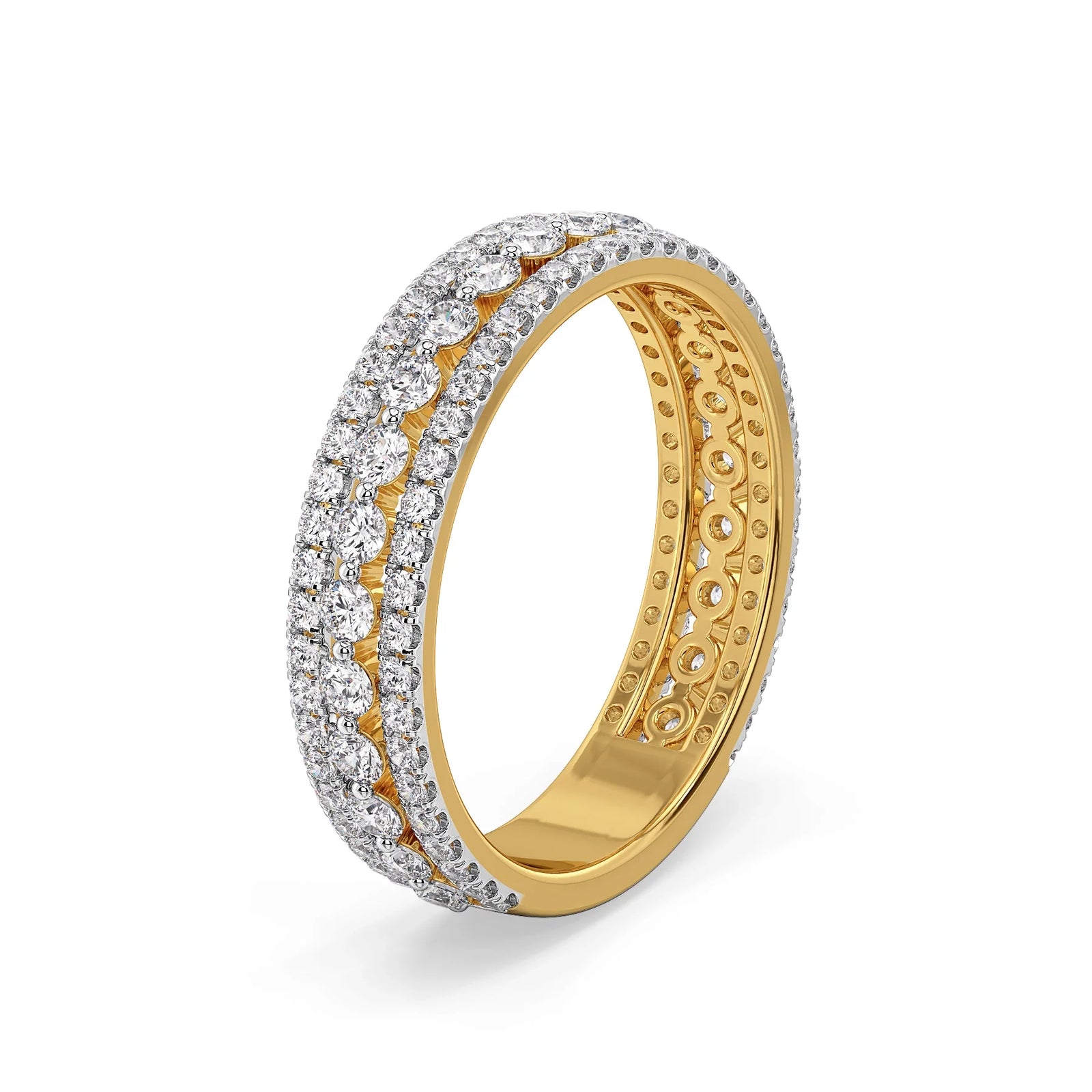 Triple Row Lab Grown Diamond Band - side view