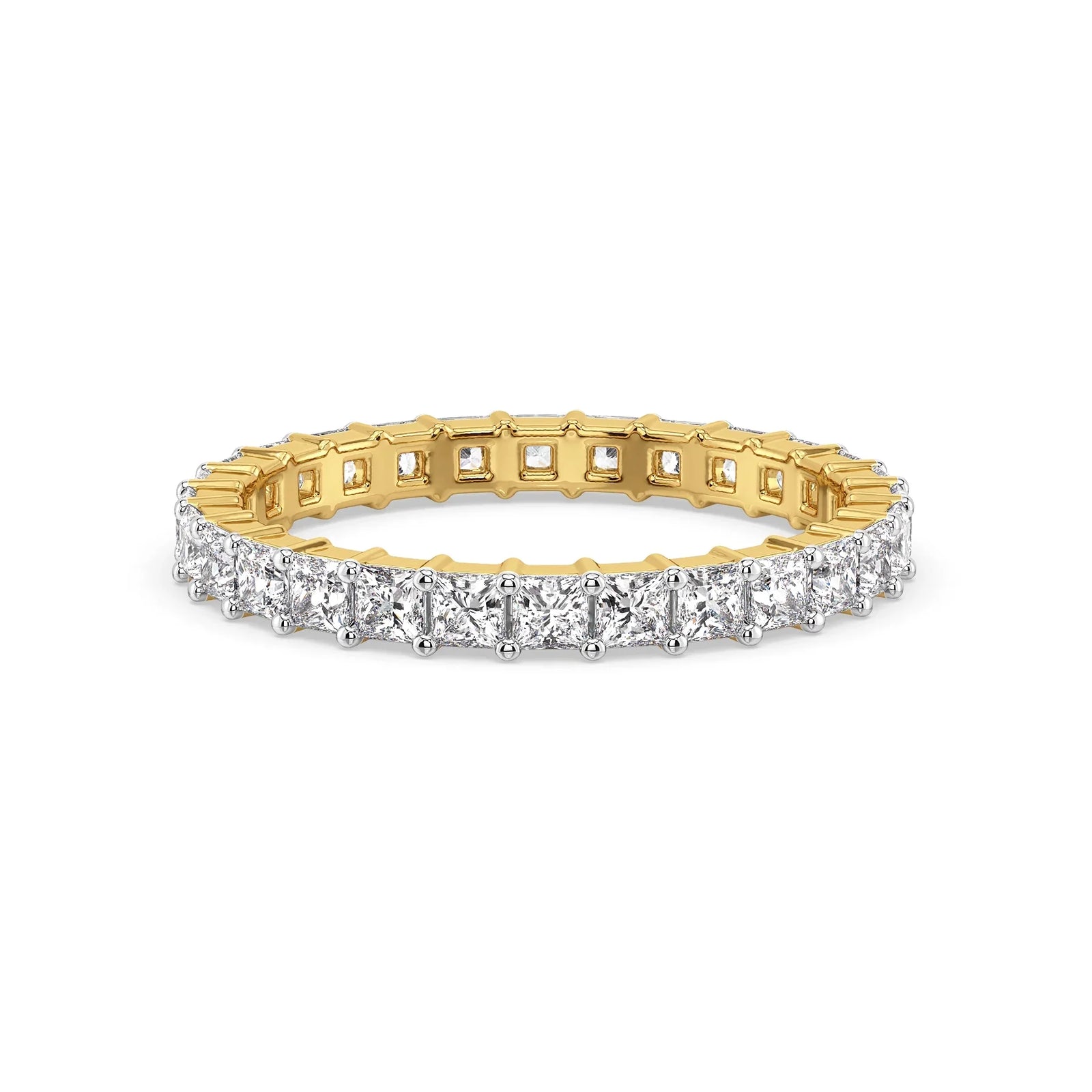 Princess Cut Eternity Lab Grown Diamond Band - front view in 9KT