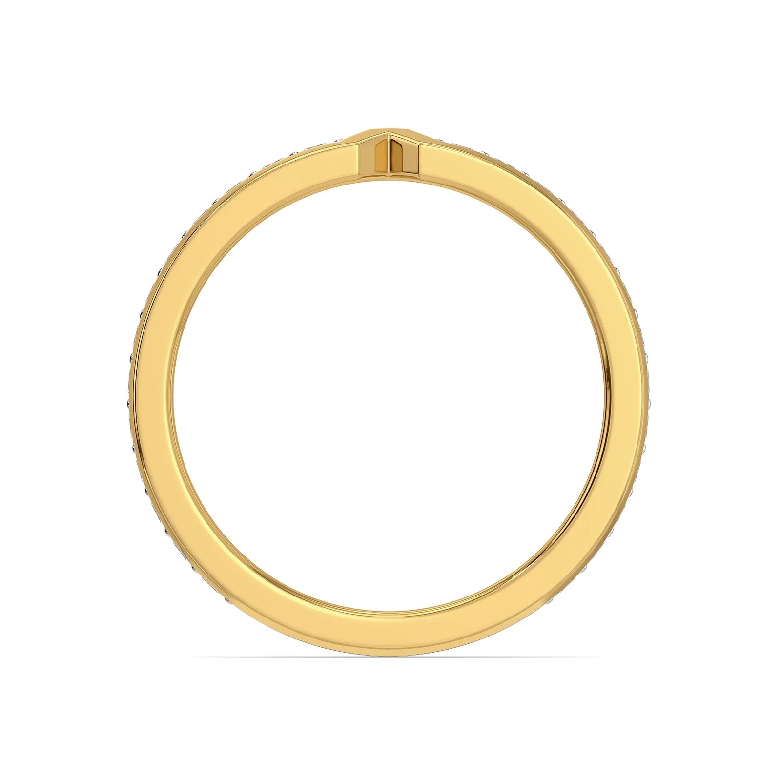 Princess Cut Sleek Lab Grown Diamond Band - back view in 9KT