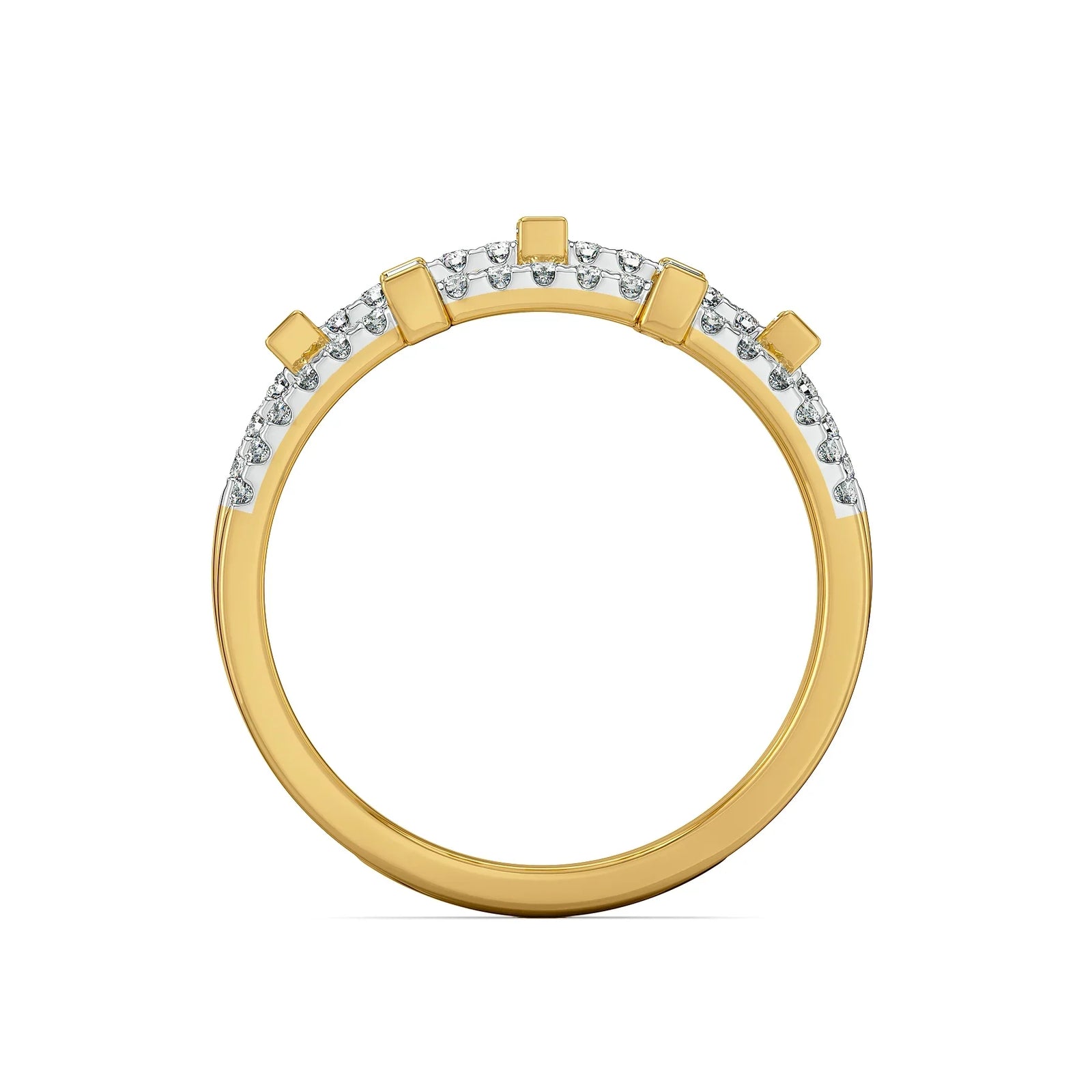 Starlit Baguette Lab Grown Diamond Ring - back view in 9KT