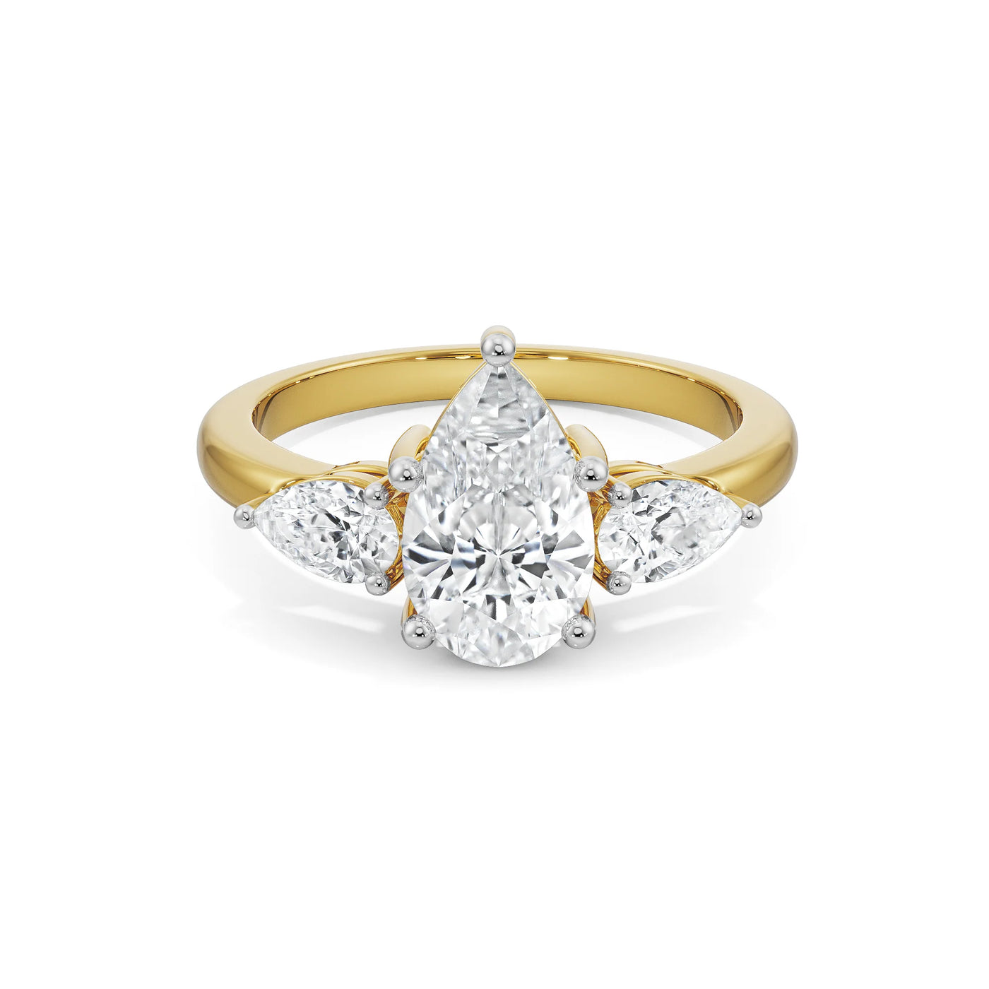 Pear Tri Solitaire Lab Grown Diamond Ring