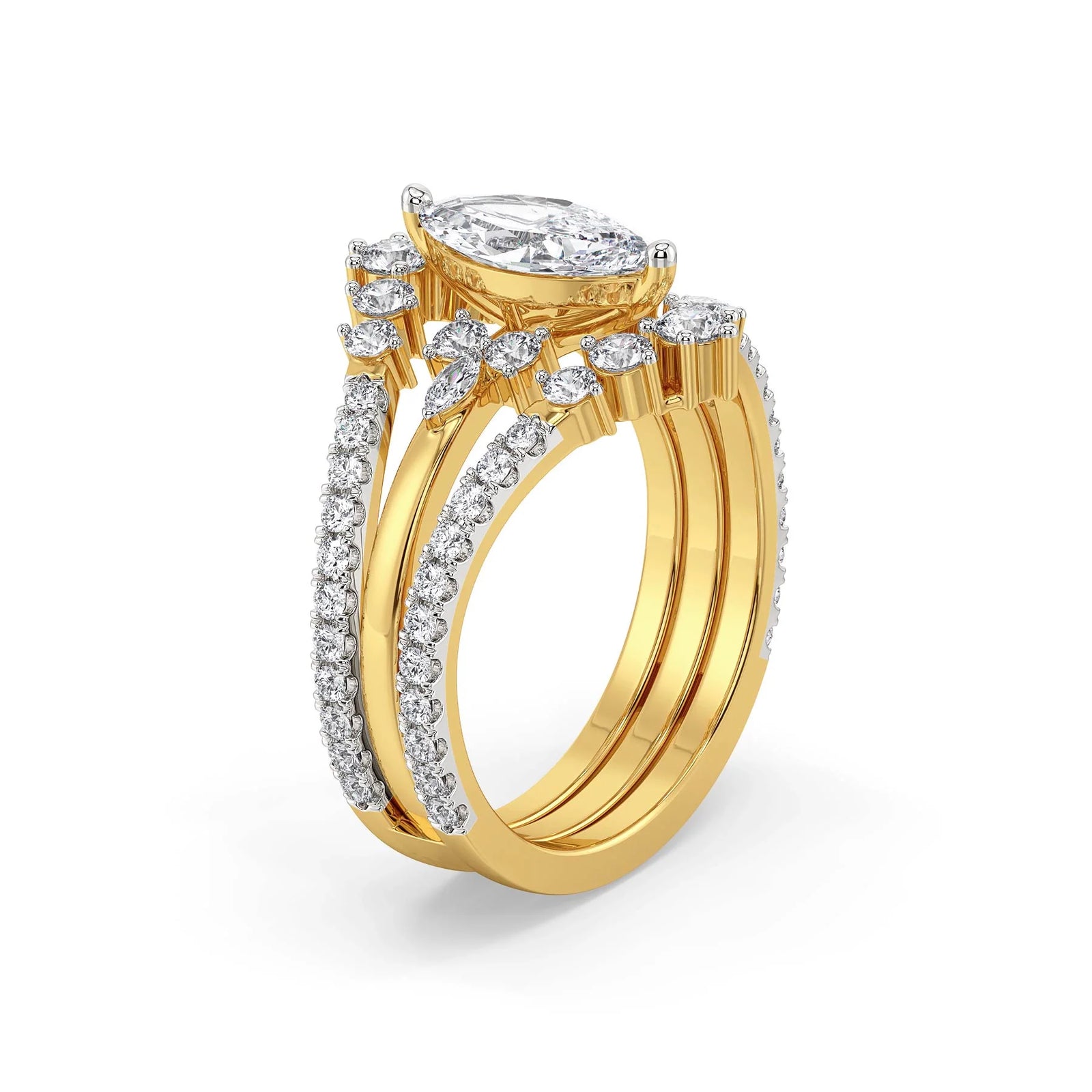 Vintage Marquise Lab Diamond Ring - side view