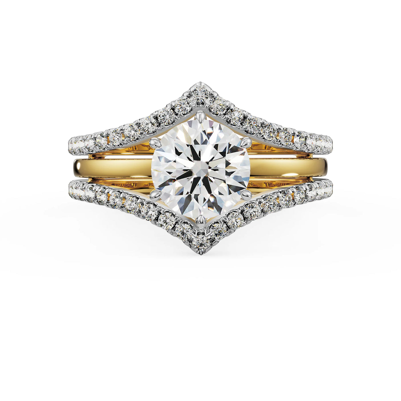 Lab Grown Diamond Solitaire Chevron Engagement Ring 9KT