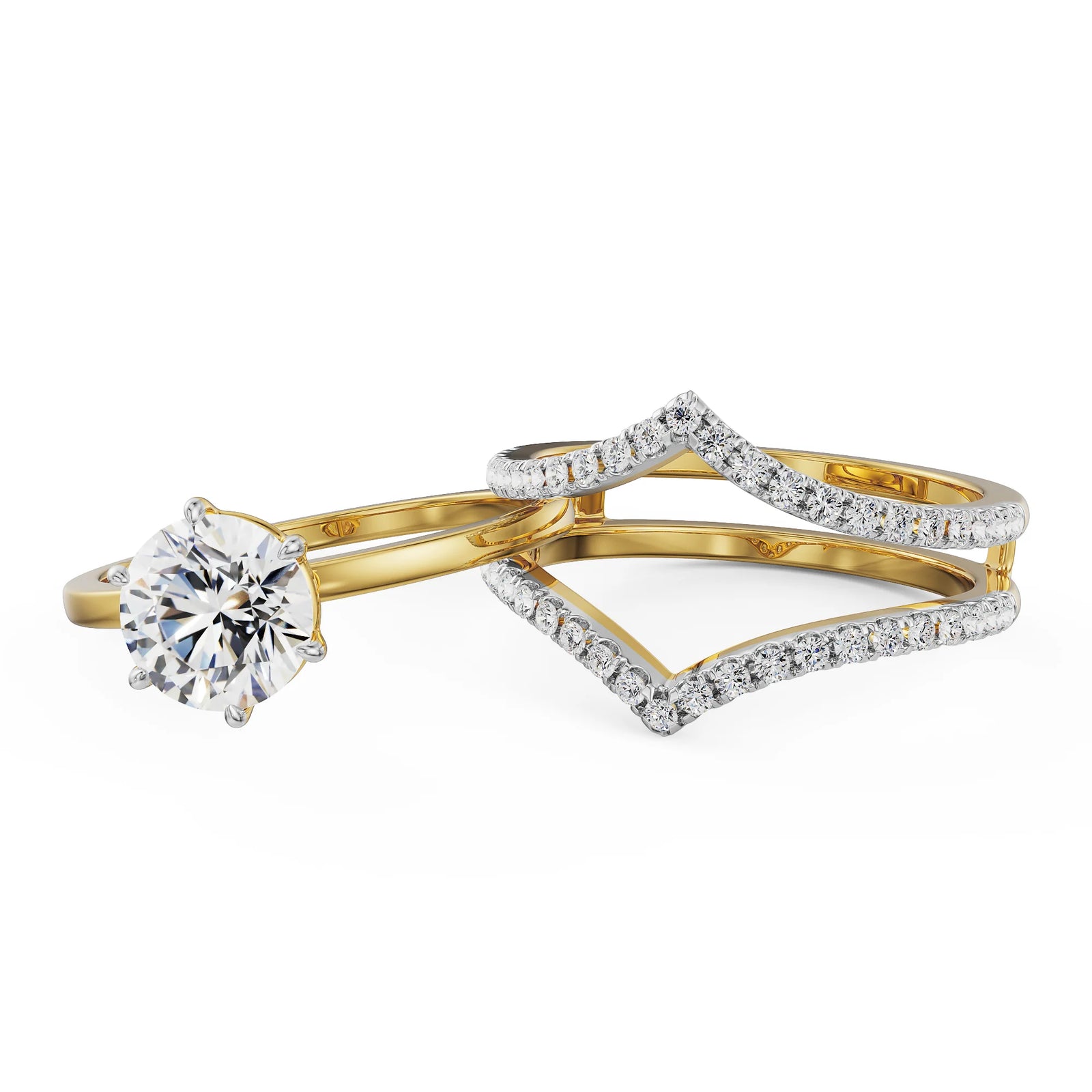 Solitaire Chevron Engagement Ring Left view