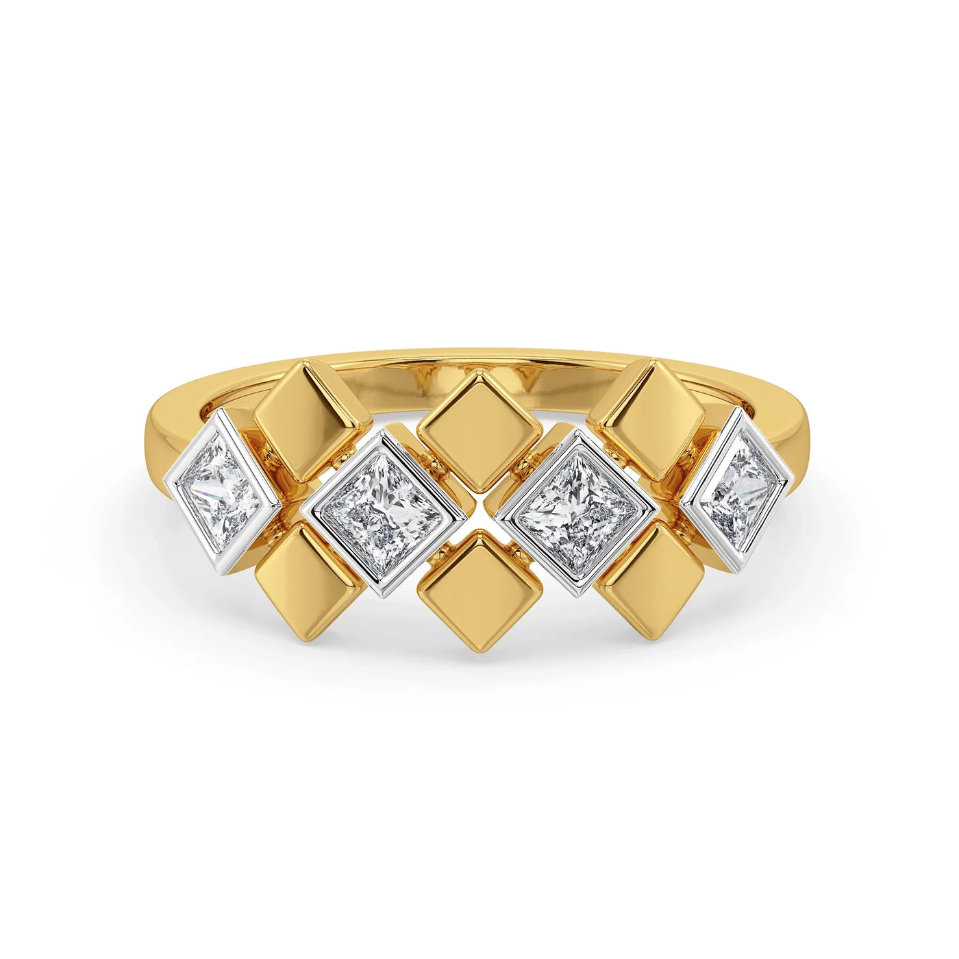 Bezel Princess Cut Lab Diamond Ring 9KT