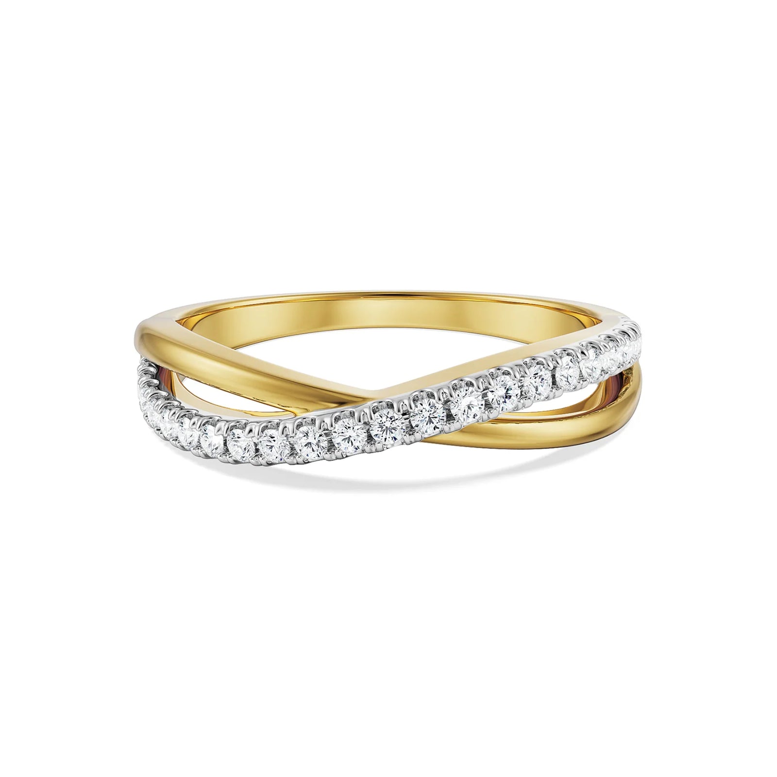 Lovey Dovey Infinity Diamond Band Front view in 9KT