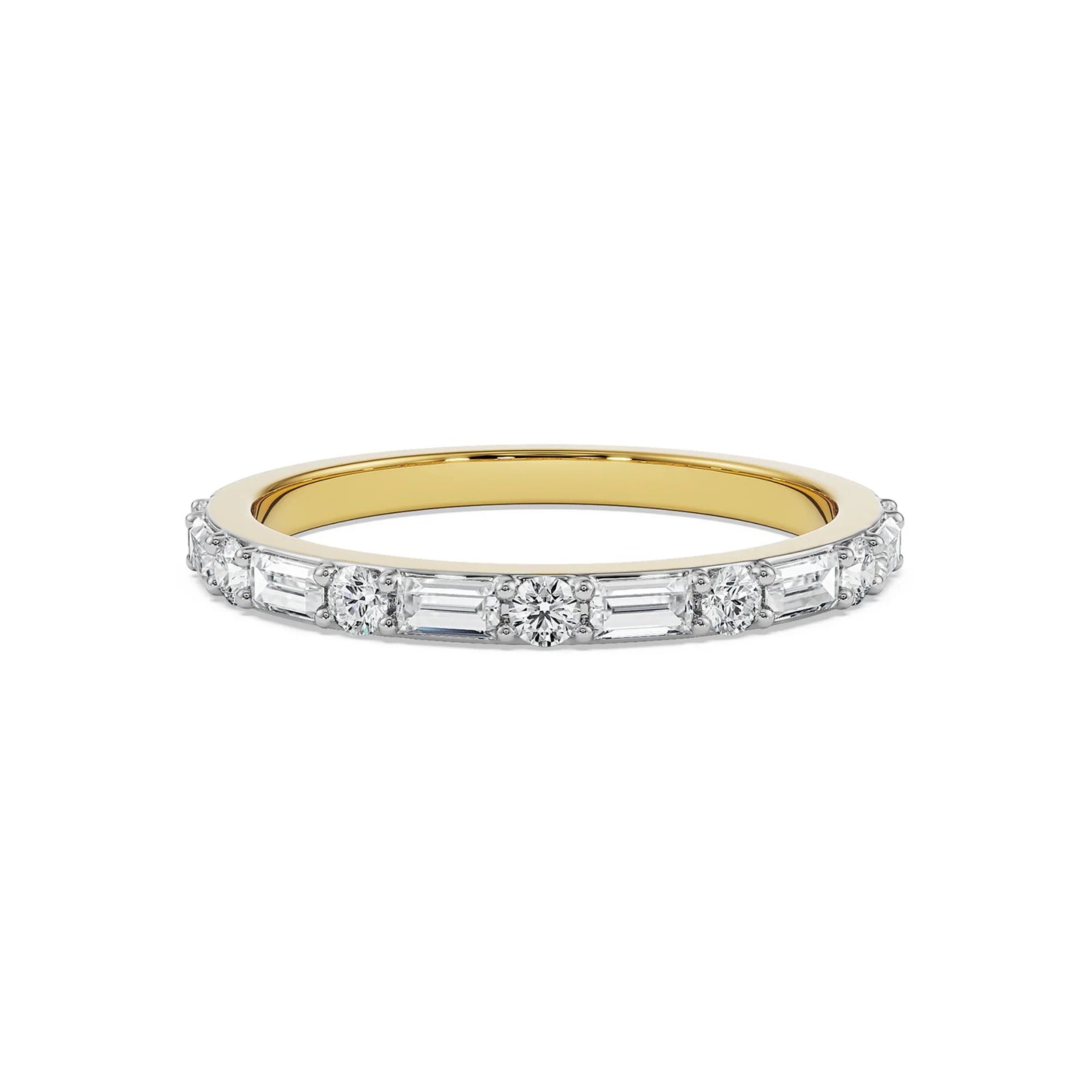 Alternating Round Diamond Band Front view in 9KT