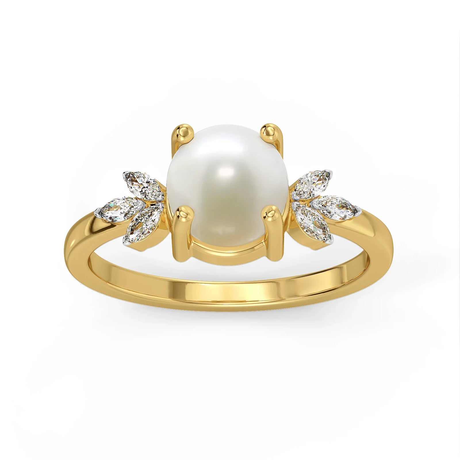 Celeste Lab Grown Diamond Pearl Ring - top view