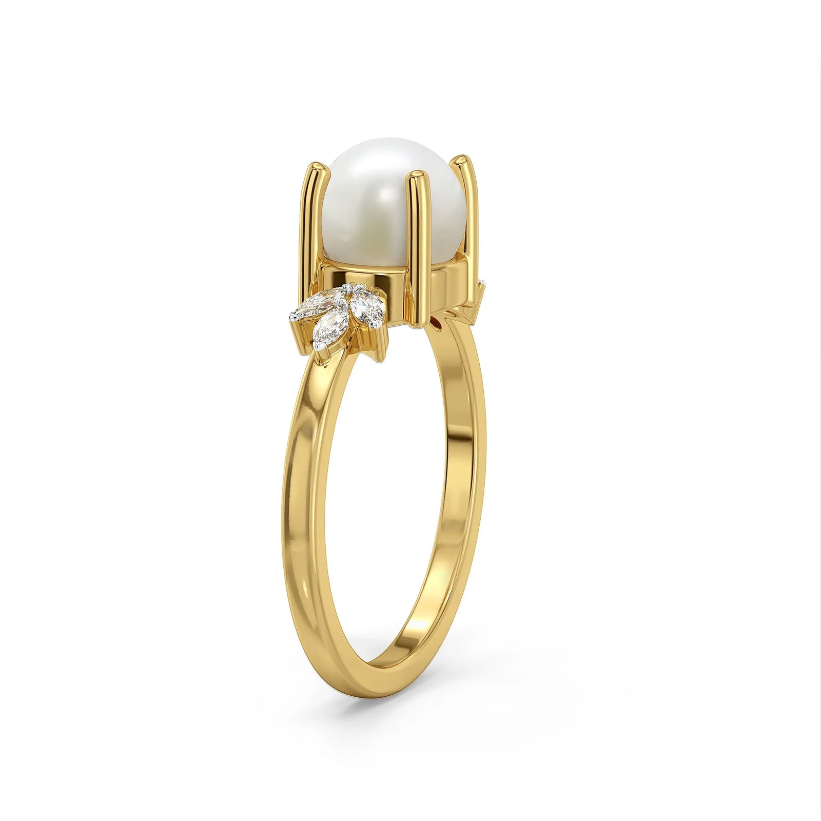 Celeste Lab Grown Diamond Pearl Ring - side view