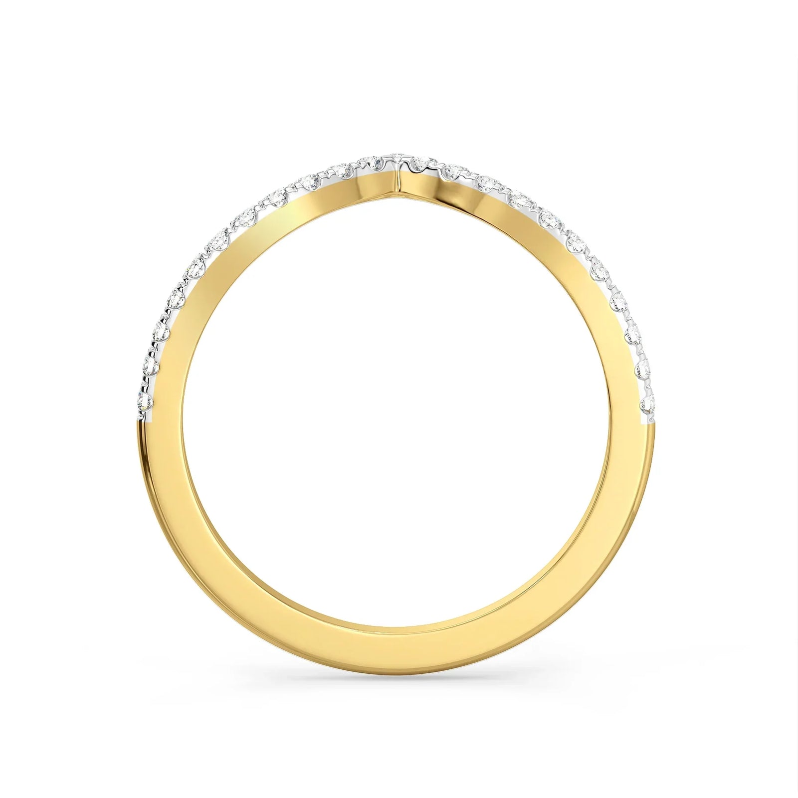 Chevron Lab Grown Diamond Band - back view in 9KT