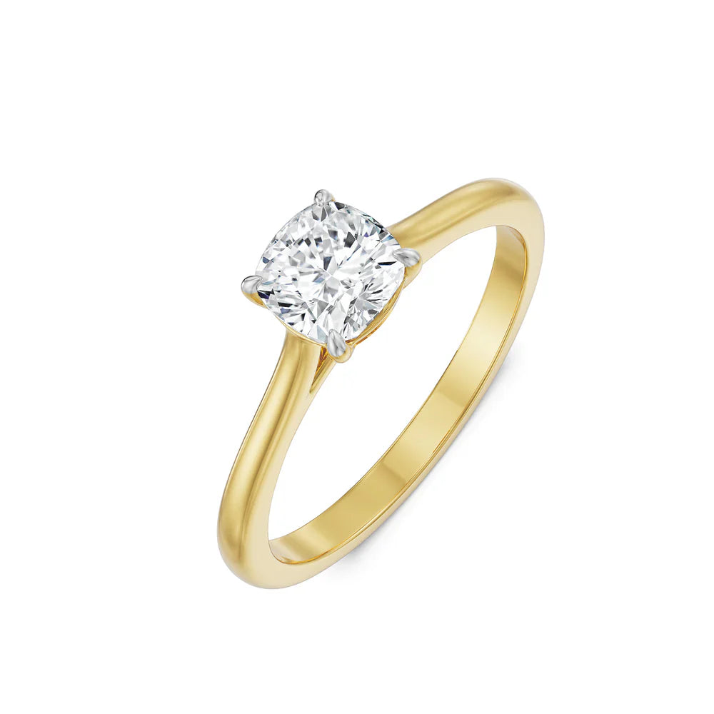 0.5 CT Cushion Lab Grown Diamond Solitaire Ring 9KT