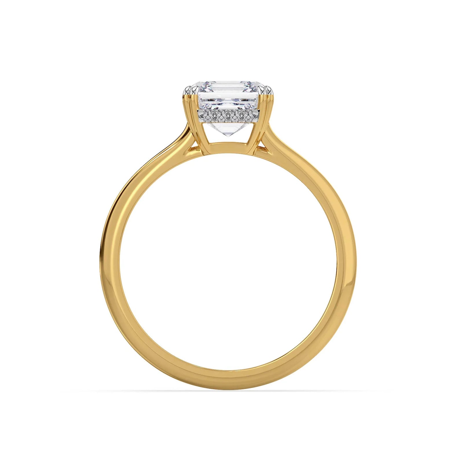 Emerald Square Lab Diamond Ring - back view