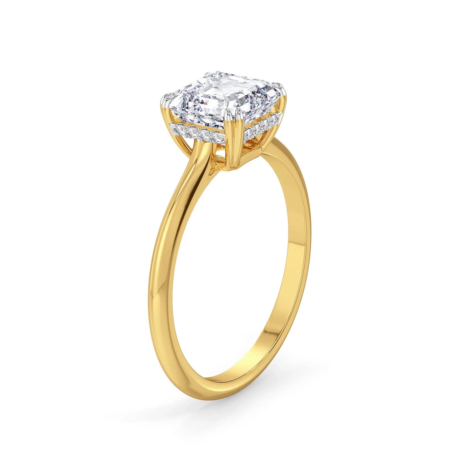 Emerald Square Lab Diamond Ring - side view