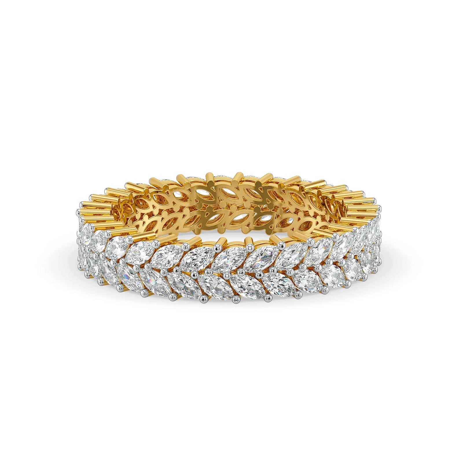 Twin Flame Marquise Eternity Lab Diamond Ring - front view