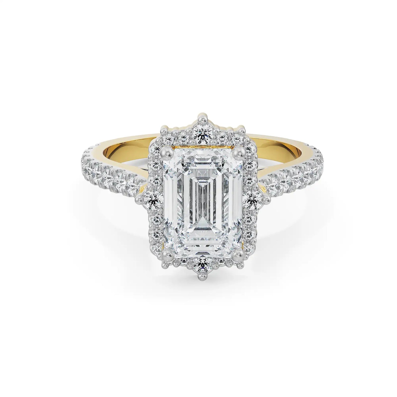 1.5 CT Emerald Diamond Ring Front View