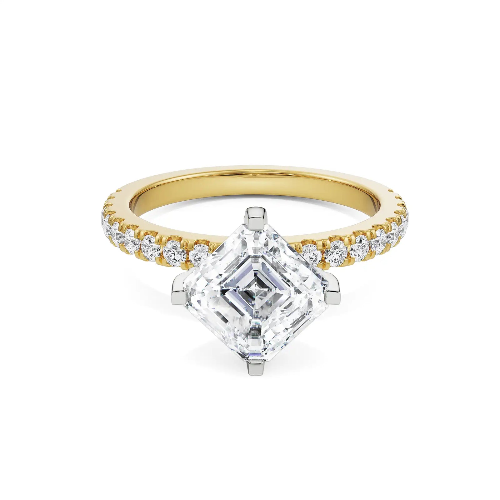 1 CT Asscher Diamond Ring Front View